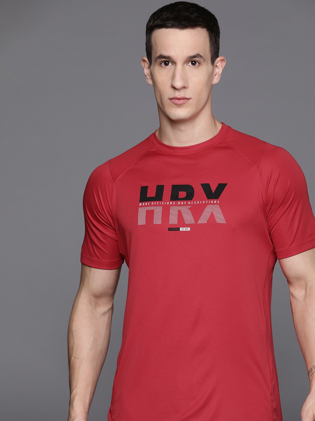 

HRX by Hrithik Roshan Brand Print Rapid-Dry Training T-shirt, Red