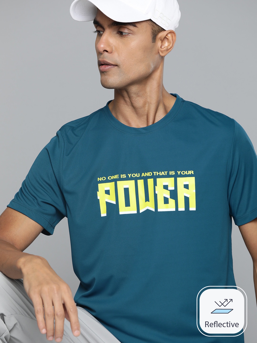 

HRX by Hrithik Roshan Typography Print Antimicrobial Training T-shirt, Teal