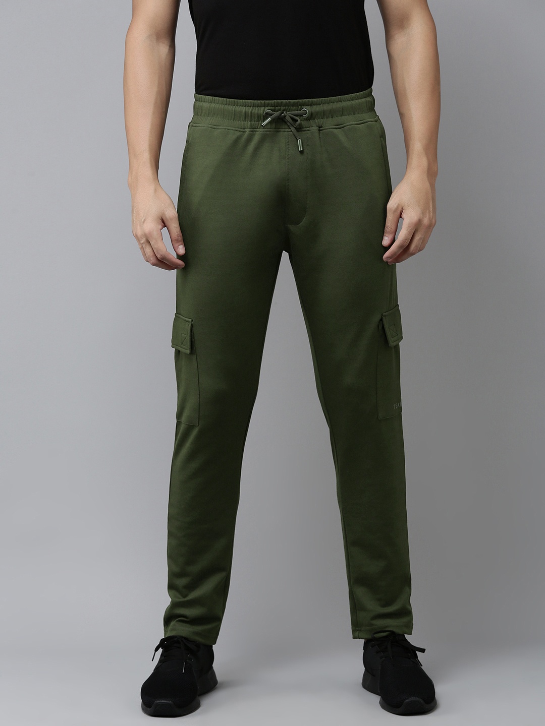 

U.S. Polo Assn. Denim Co. Men Solid Mid-Rise Knitted Track Pants, Olive