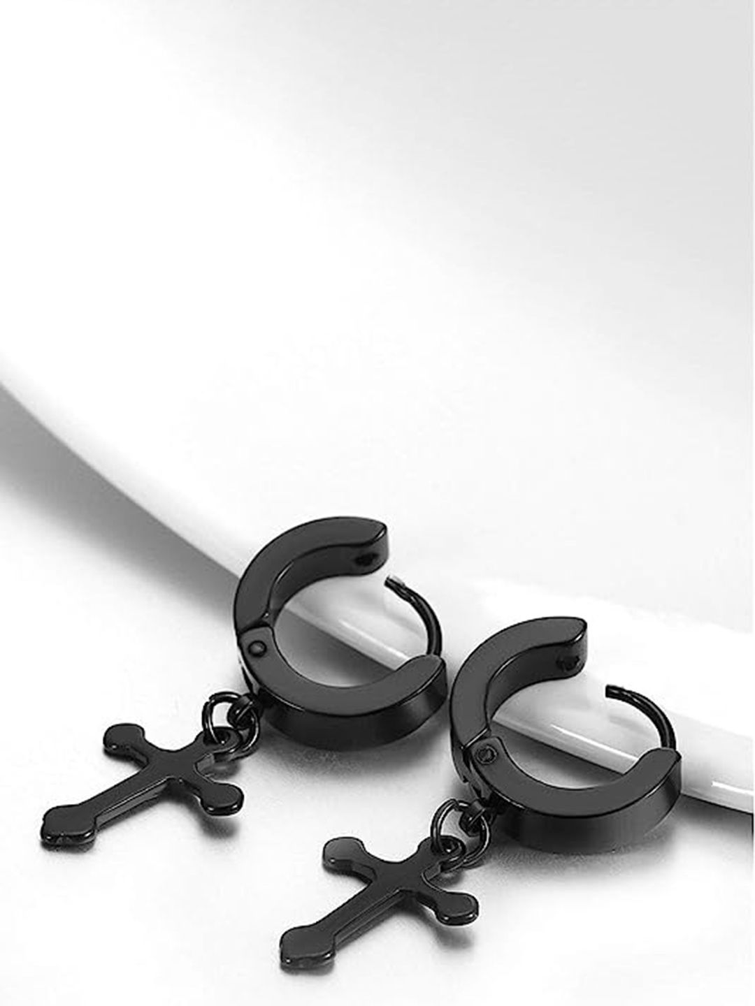 

VIEN Contemporary Hoop Earrings, Black