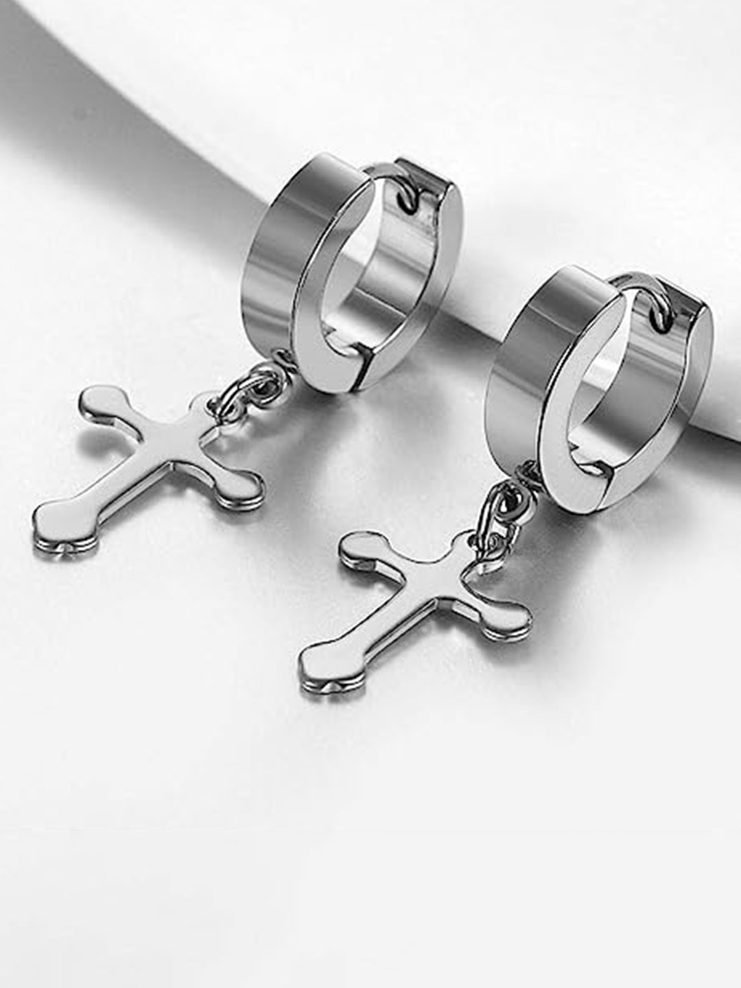 

VIEN Contemporary Drop Earrings, Silver
