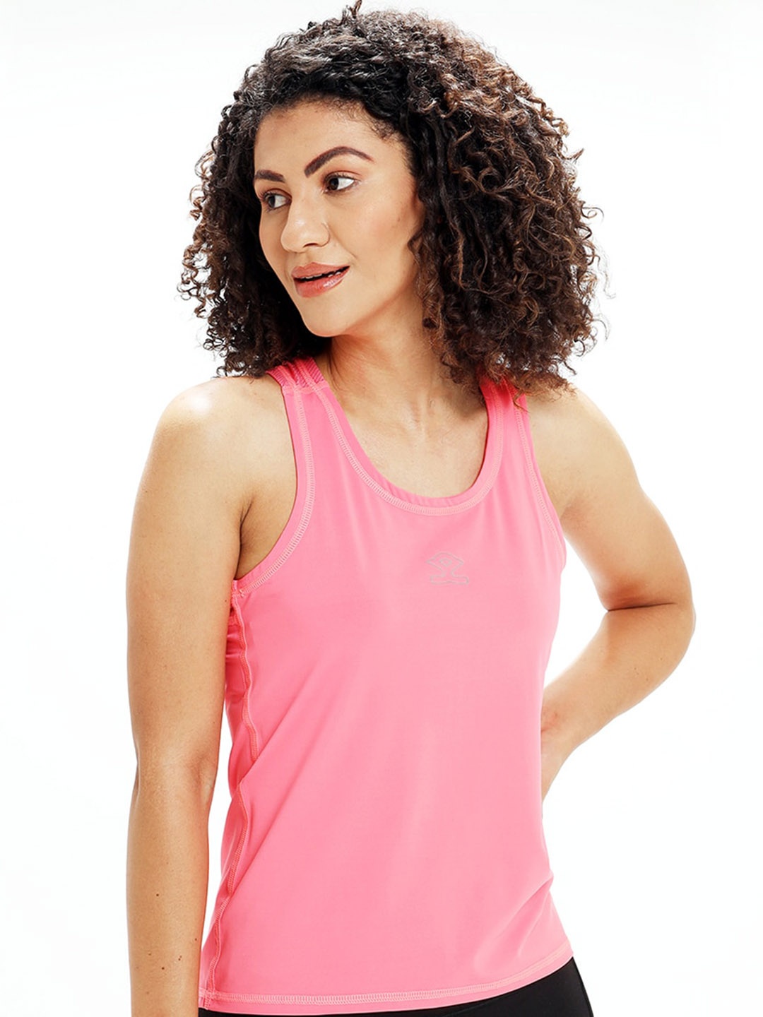 

Shrey Round Neck Regular Racer Back Tank Top, Peach