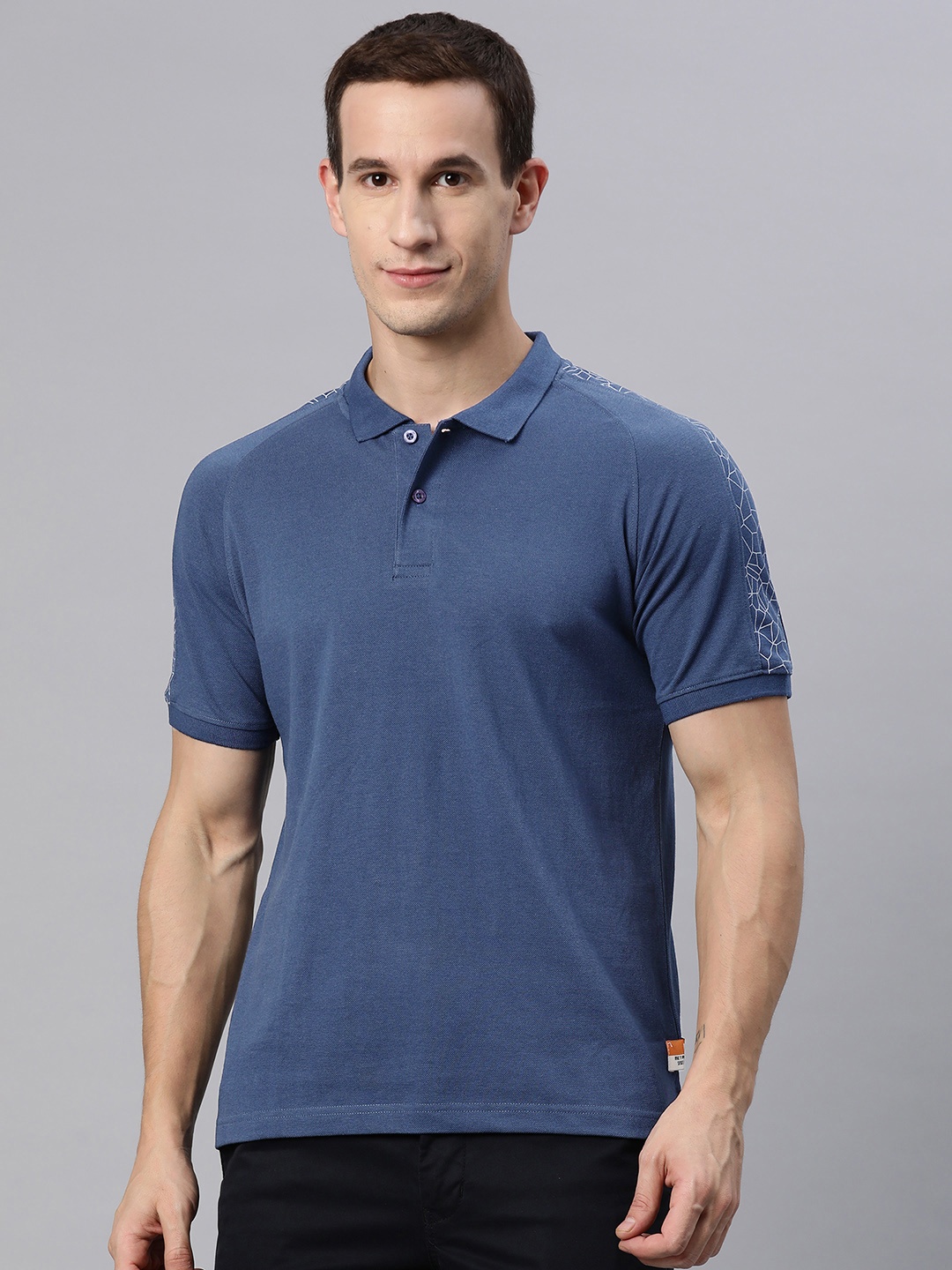 

M7 by Metronaut Men Printed Detail Polo Collar T-shirt, Teal