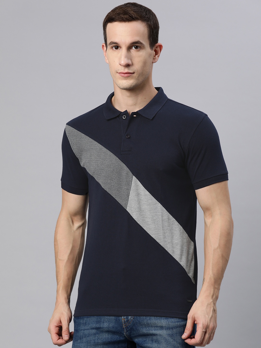 

M7 by Metronaut Men Striped Polo Collar T-shirt, Navy blue