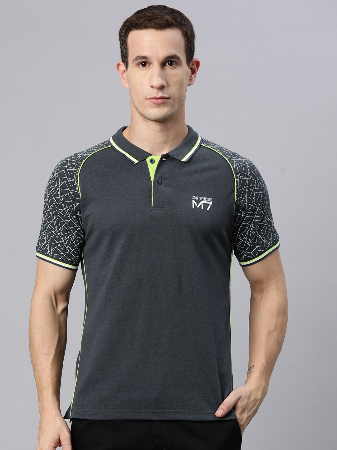 

M7 by Metronaut Men Polo Collar T-shirt, Charcoal