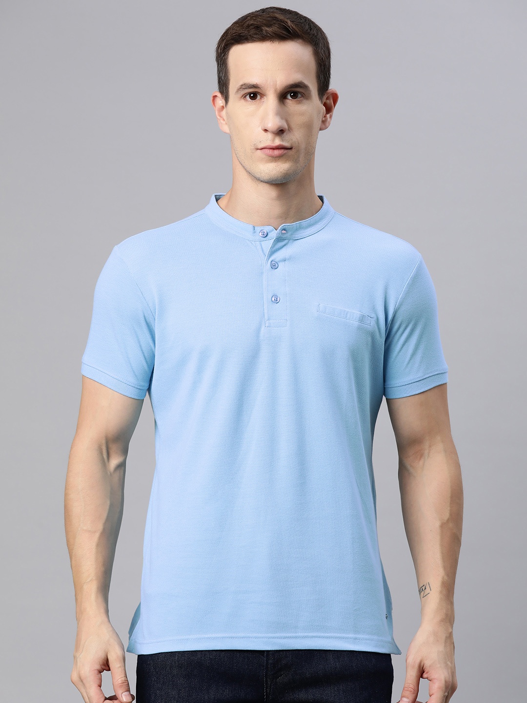 

M7 by Metronaut Men Henley Neck T-shirt, Blue