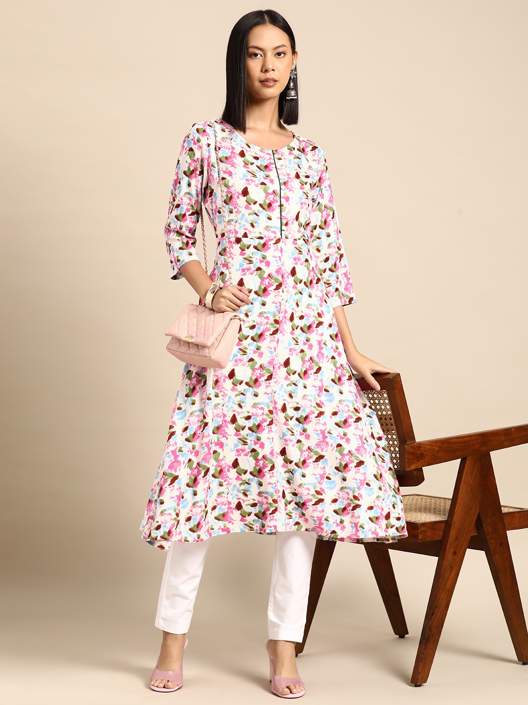 

all about you Women Printed Kurta, White