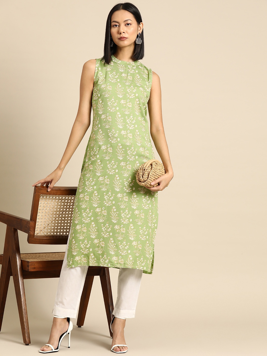 

all about you Women Ethnic Motifs Printed Kurta, Green