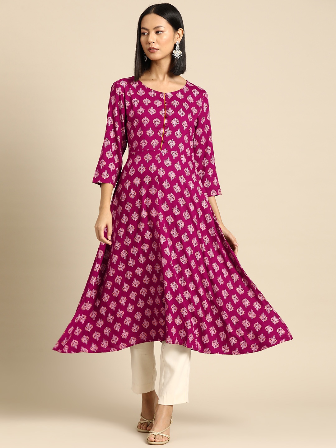 

all about you Women Ethnic Motifs Printed Kurta, Magenta