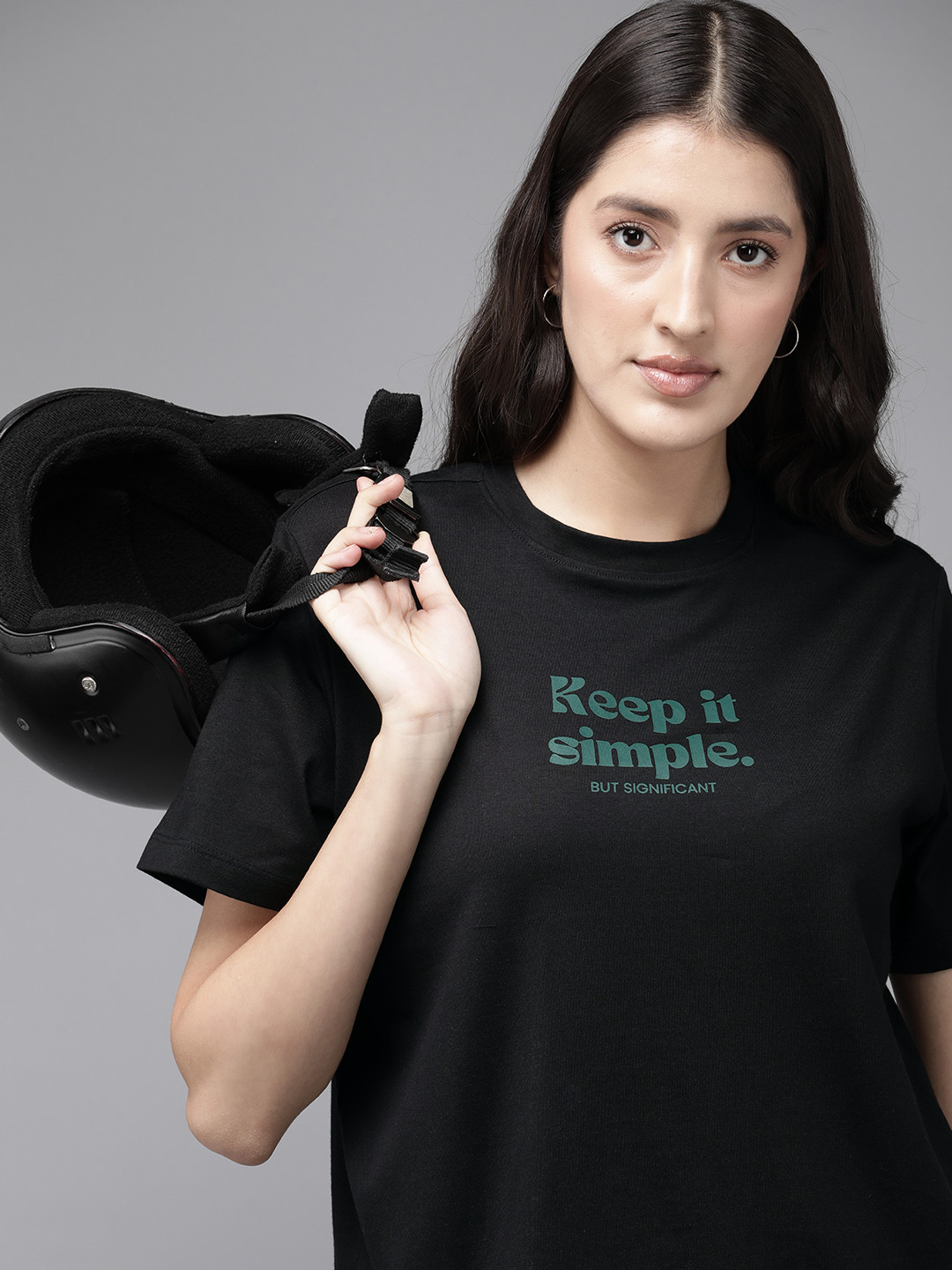 

The Roadster Life Co. Typography Printed Pure Cotton T-shirt, Black