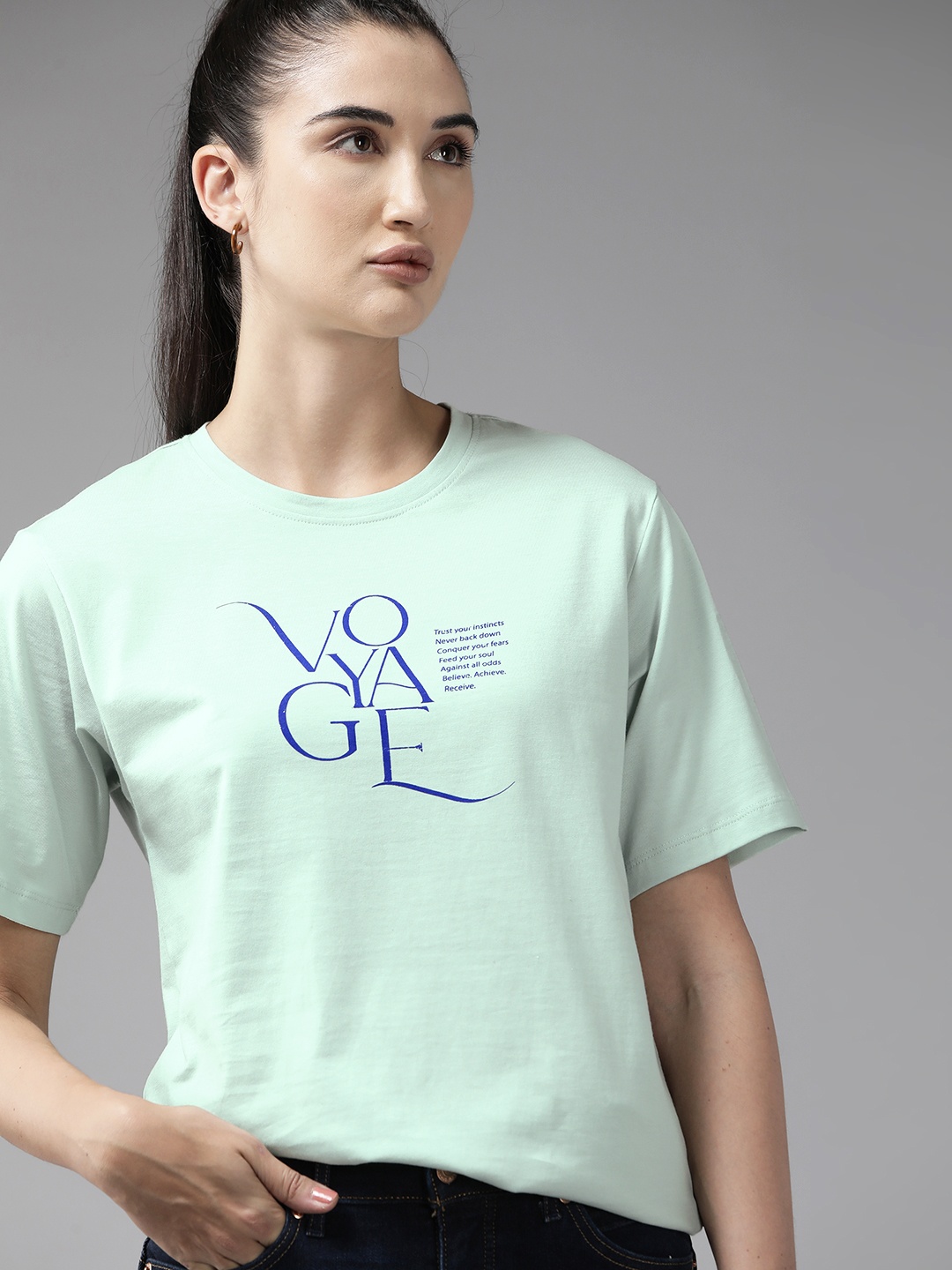 

The Roadster Lifestyle Co. Typography Printed Pure Cotton T-shirt, Sea green