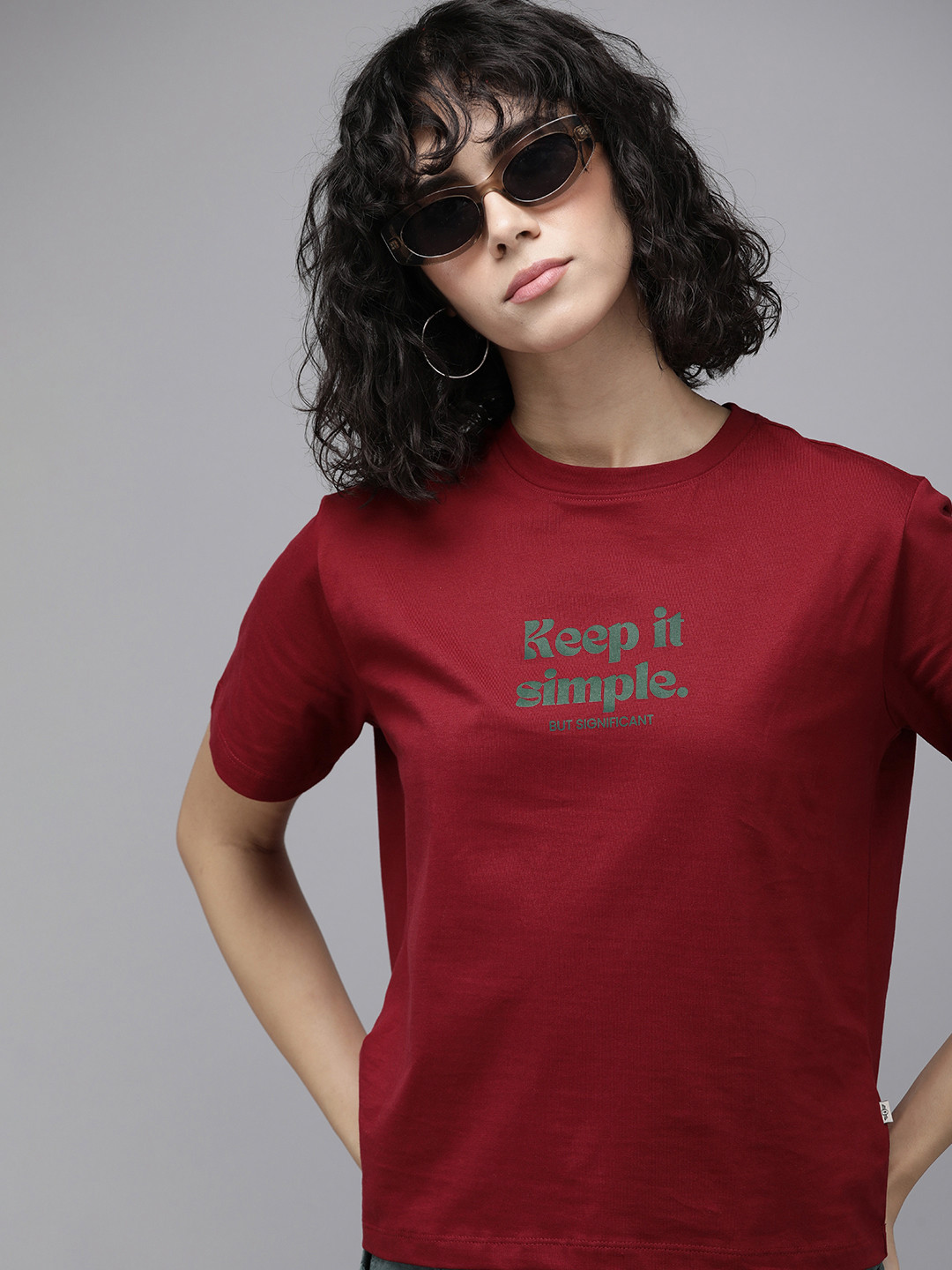 

The Roadster Life Co. Typography Printed Pure Cotton T-shirt, Red