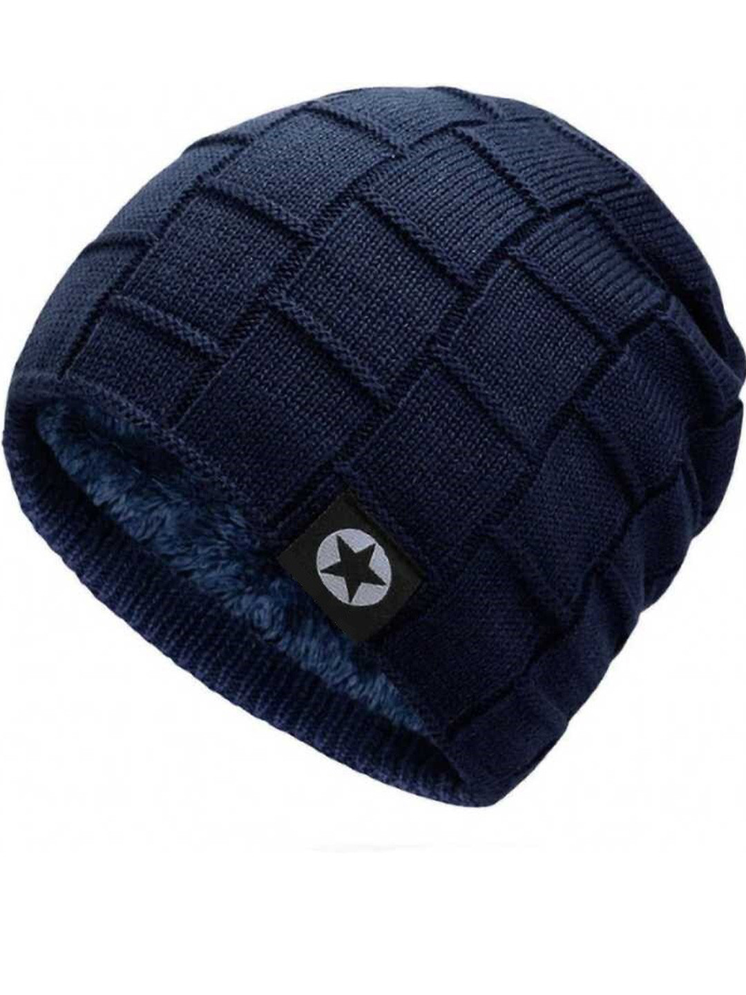 

Alexvyan Men Self Design Beanie, Blue