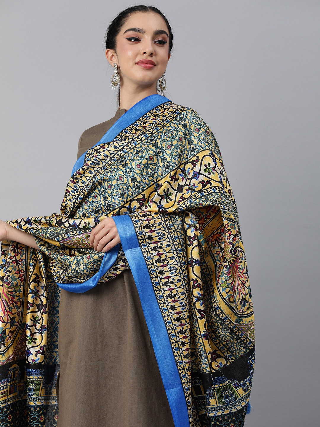 

Rani Saahiba Ethnic Motifs Printed Art Silk Dupatta, Blue