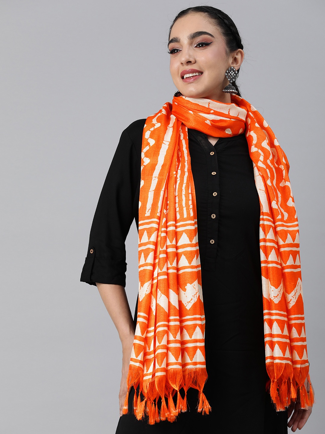 

Rani Saahiba Striped Art Silk Dupatta, Orange
