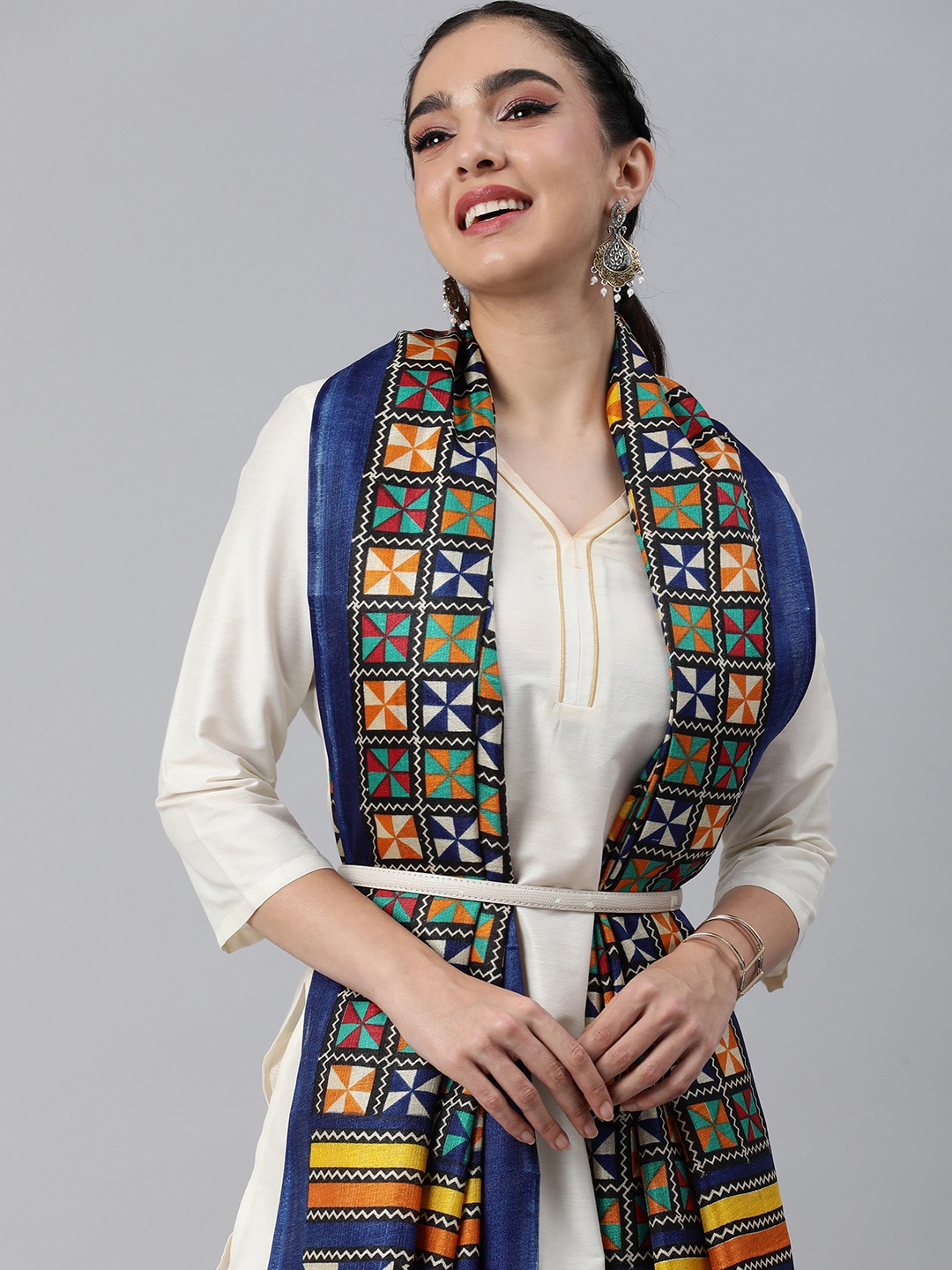 

Rani Saahiba Printed Art Silk Dupatta, Blue