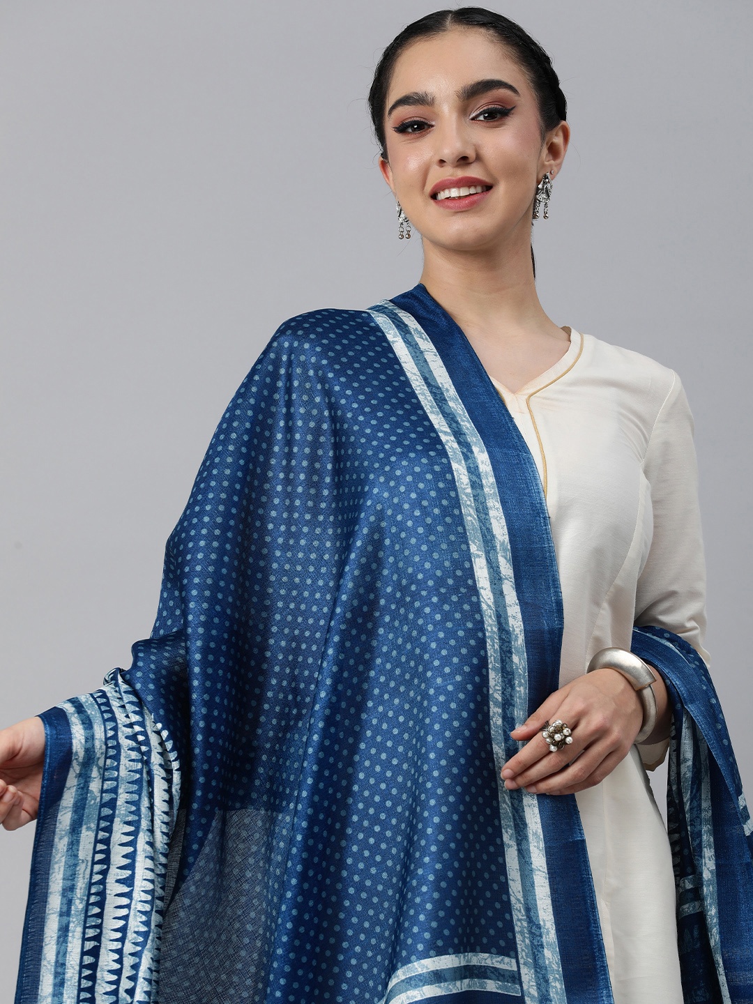 

Rani Saahiba Printed Art Silk Dupatta, Blue