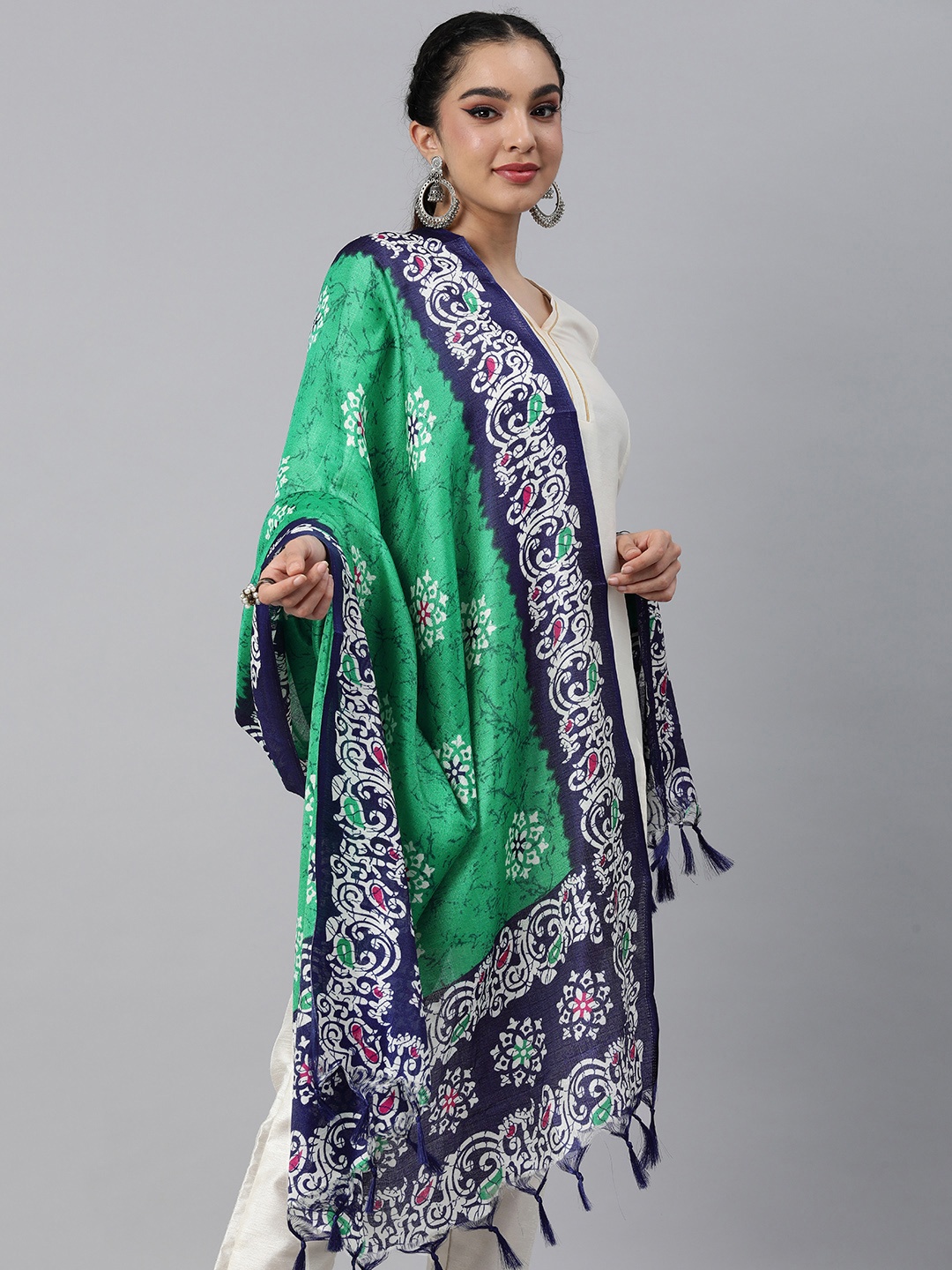 

Rani Saahiba Ethnic Motifs Printed Dupatta, Green
