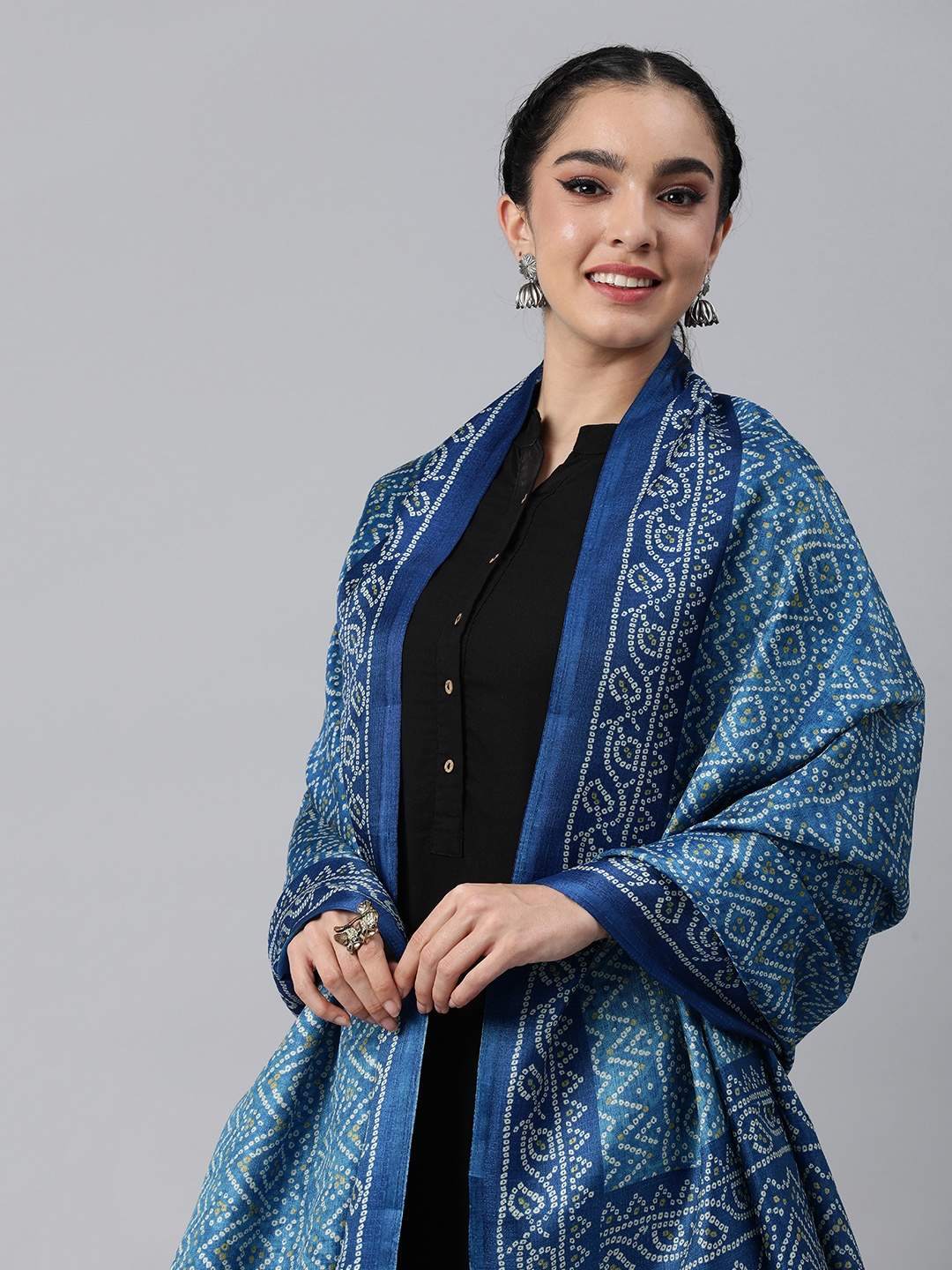 

Rani Saahiba Printed Art Silk Dupatta, Blue