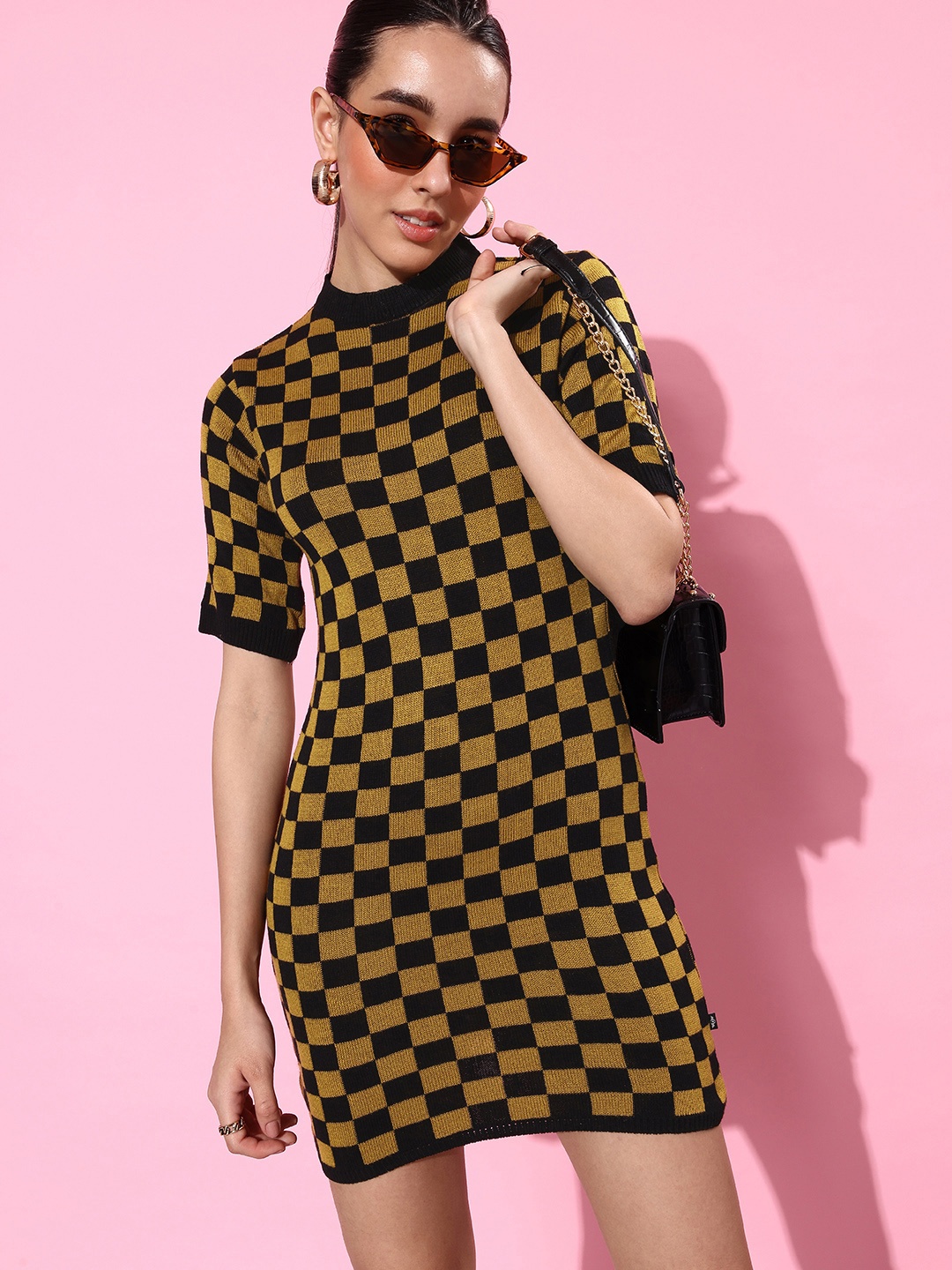 

The Roadster Life Co. Checked Sheath Dress, Black