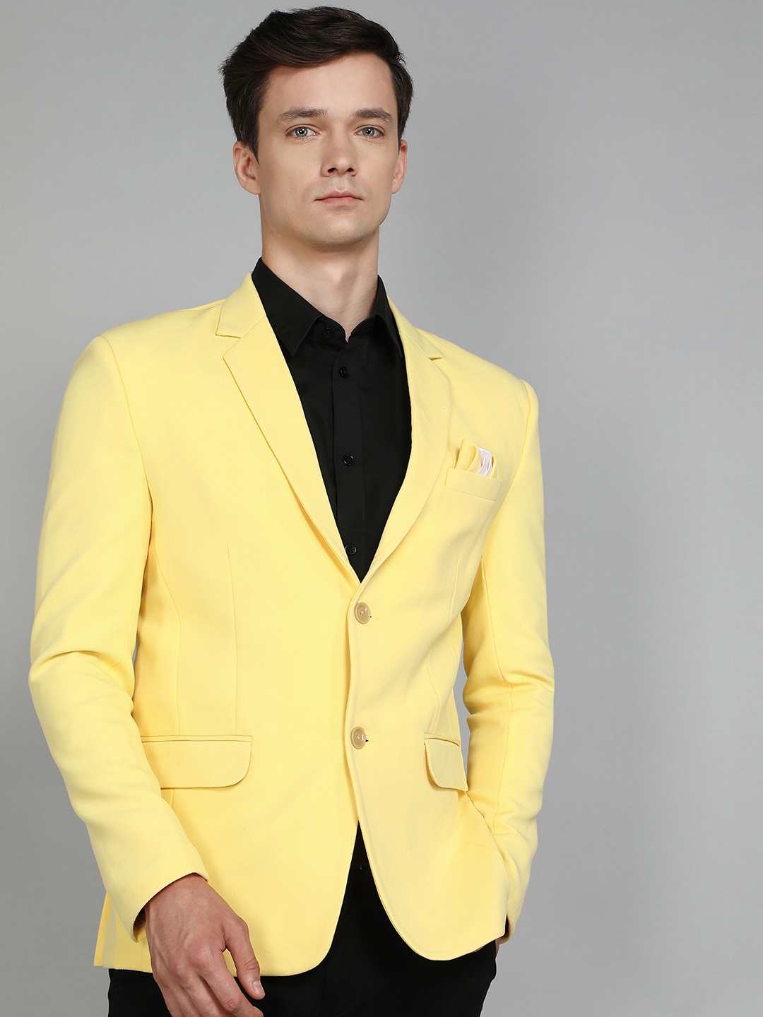 

Avaeta Notched Lapel Single-Breasted Blazer, Yellow