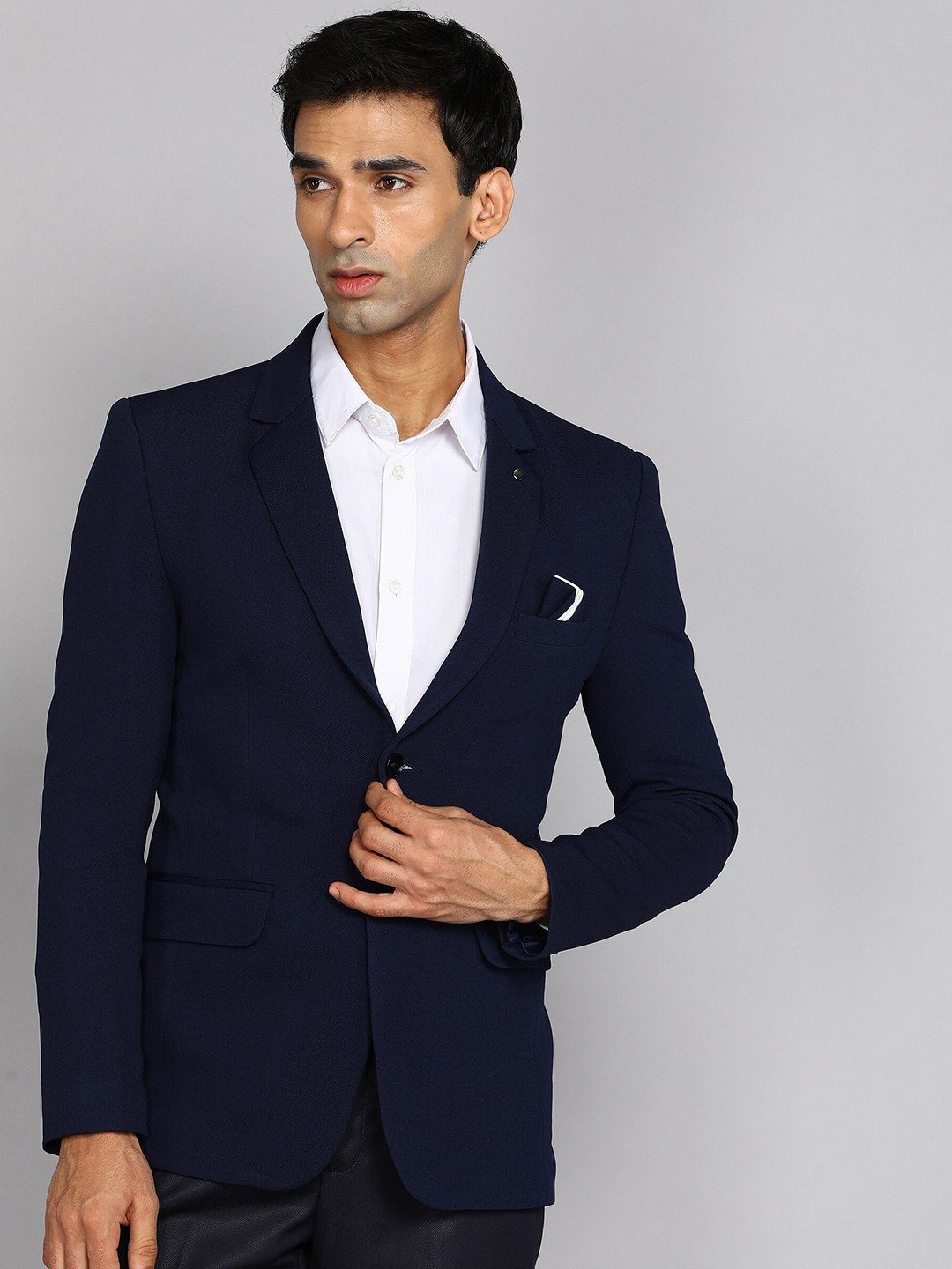 

Avaeta Notched Lapel Single-Breasted Formal Blazer, Navy blue