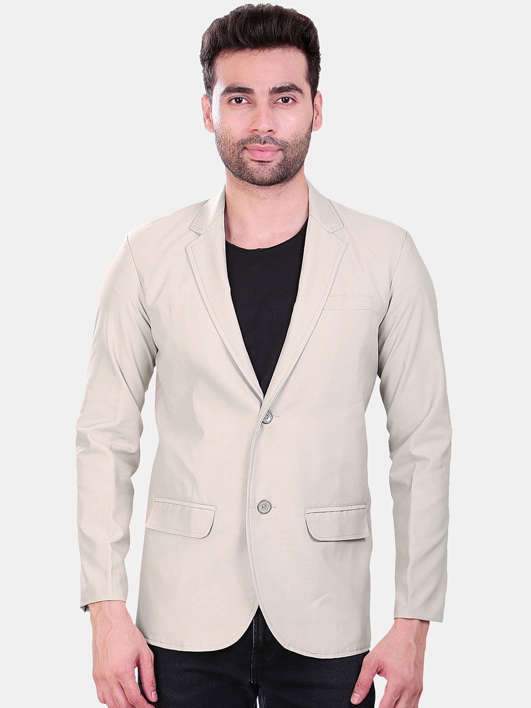 

Avaeta Notched Lapel Single-Breasted Blazer, Off white
