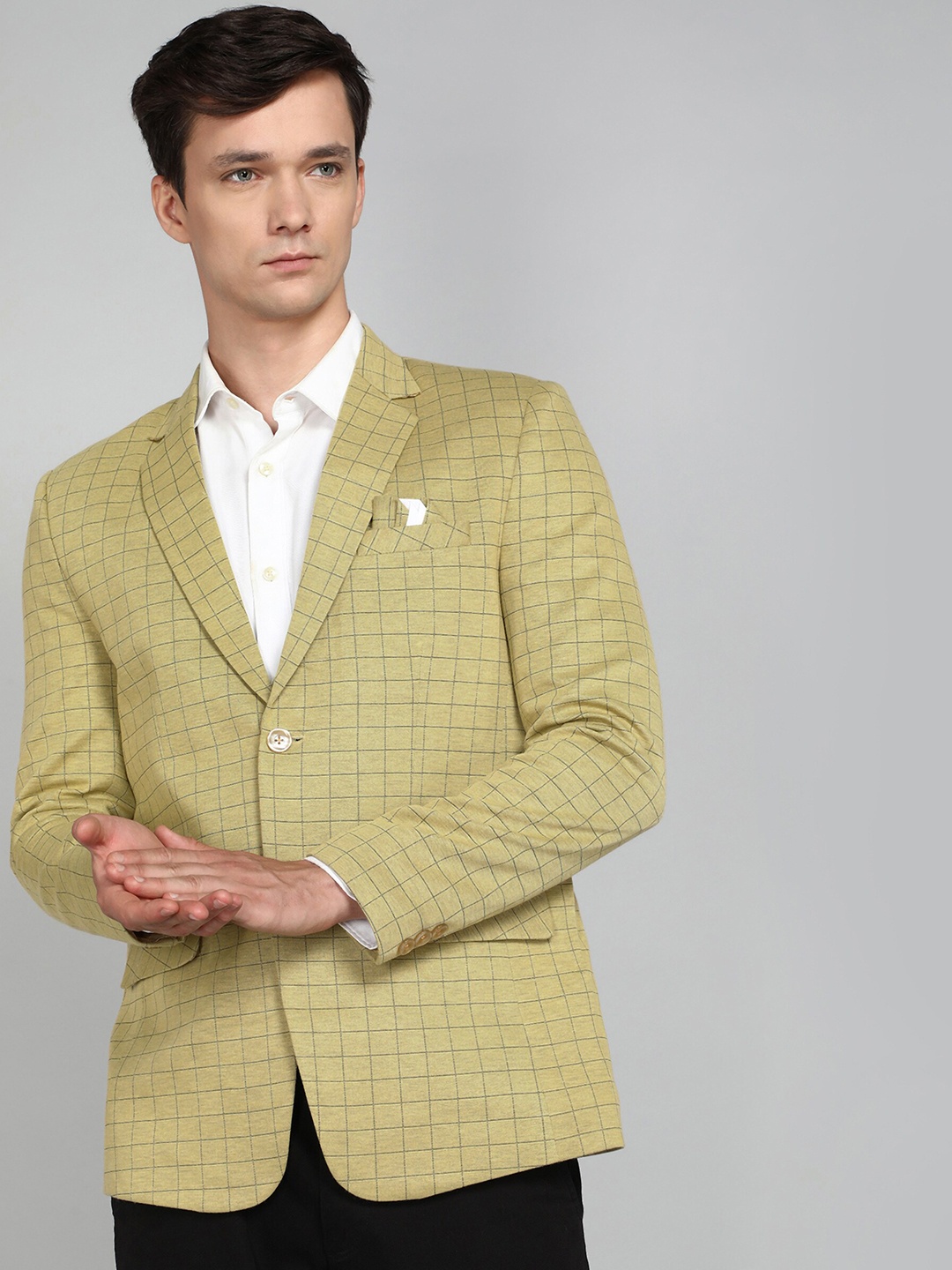 

Avaeta Men Checked Single Breasted Casual Blazers, Khaki