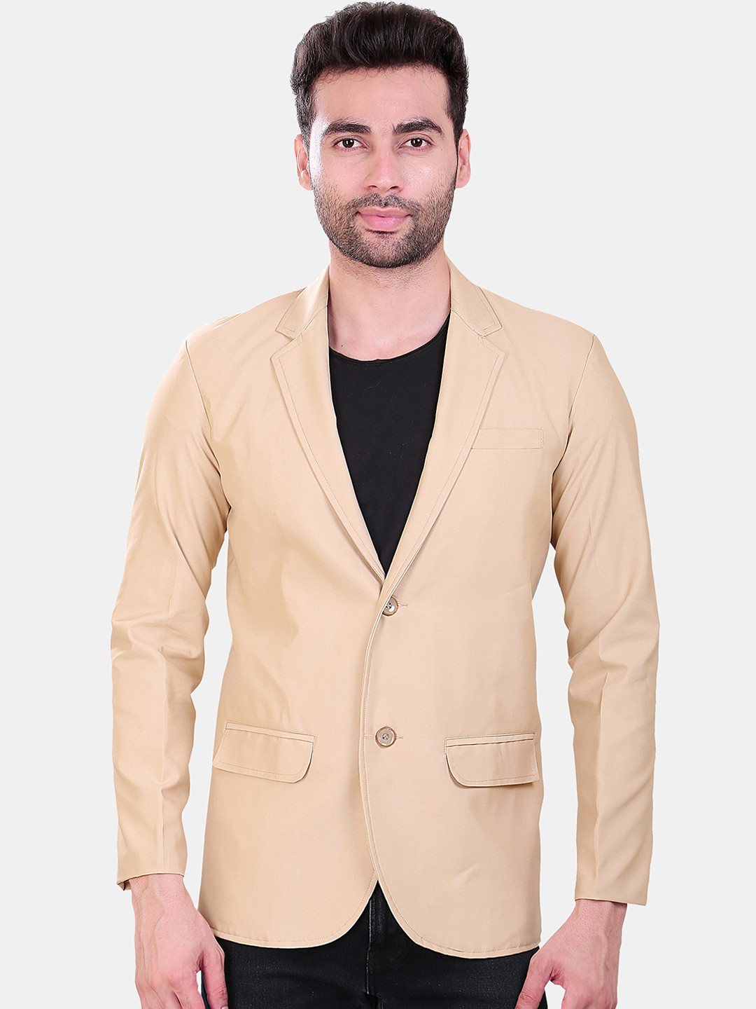 

Avaeta Notched Collar Single-Breasted Blazer, Cream