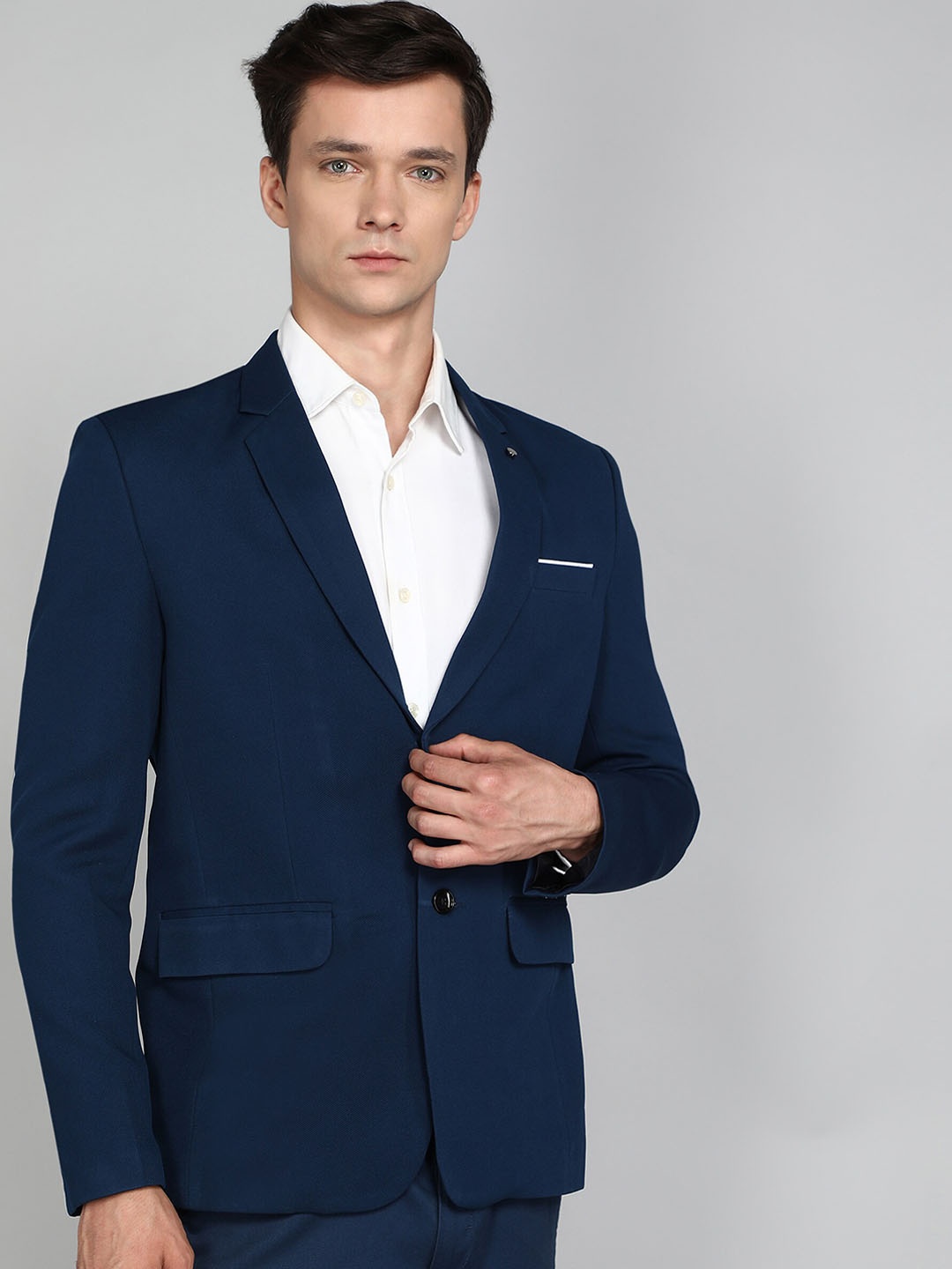 

Avaeta Long Sleeves Notched Lapel Double-Breasted Blazers, Blue