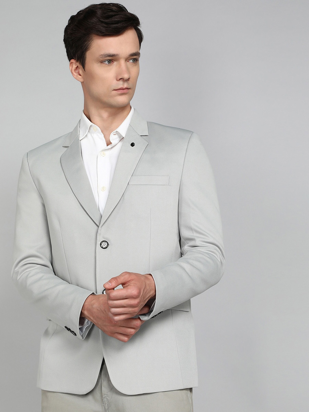 

Avaeta Notched Lapel Single-Breasted Blazer, Grey