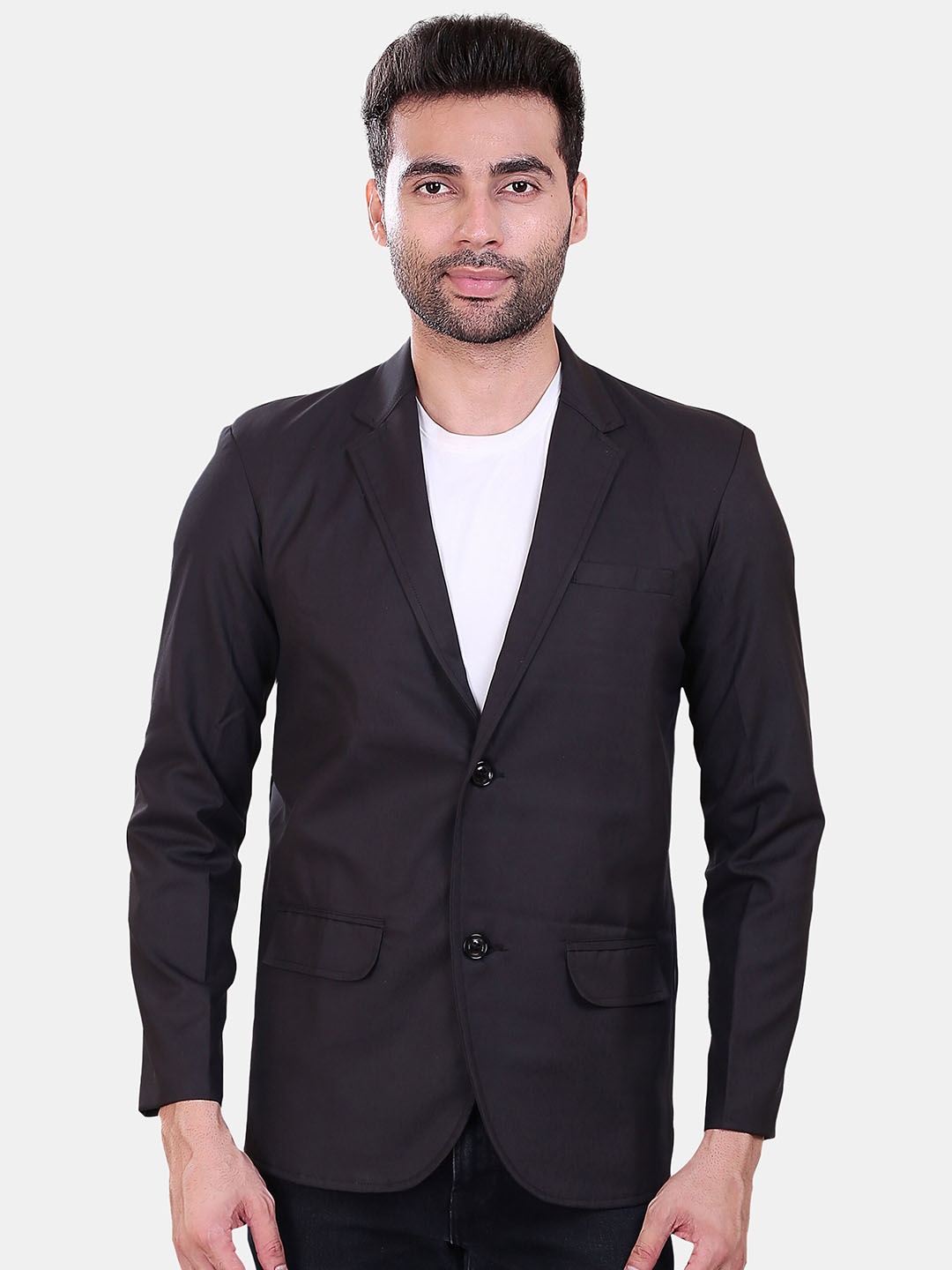 

Avaeta Notched Lapel Single-Breasted Blazer, Black