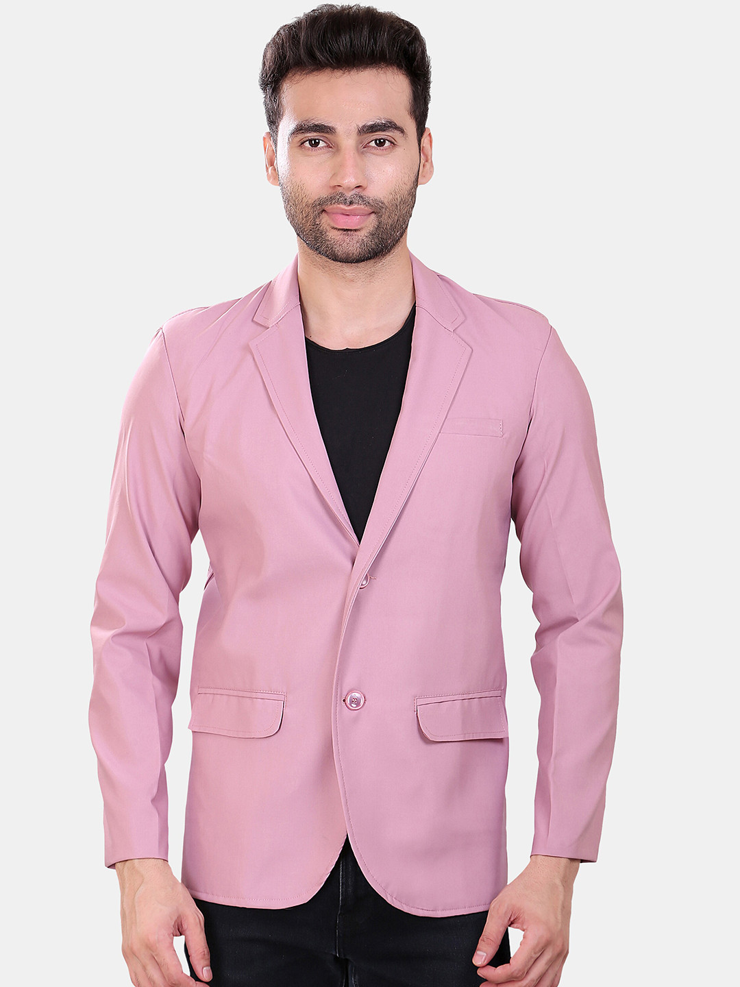

Avaeta Notched Lapel Single-Breasted Blazer, Pink