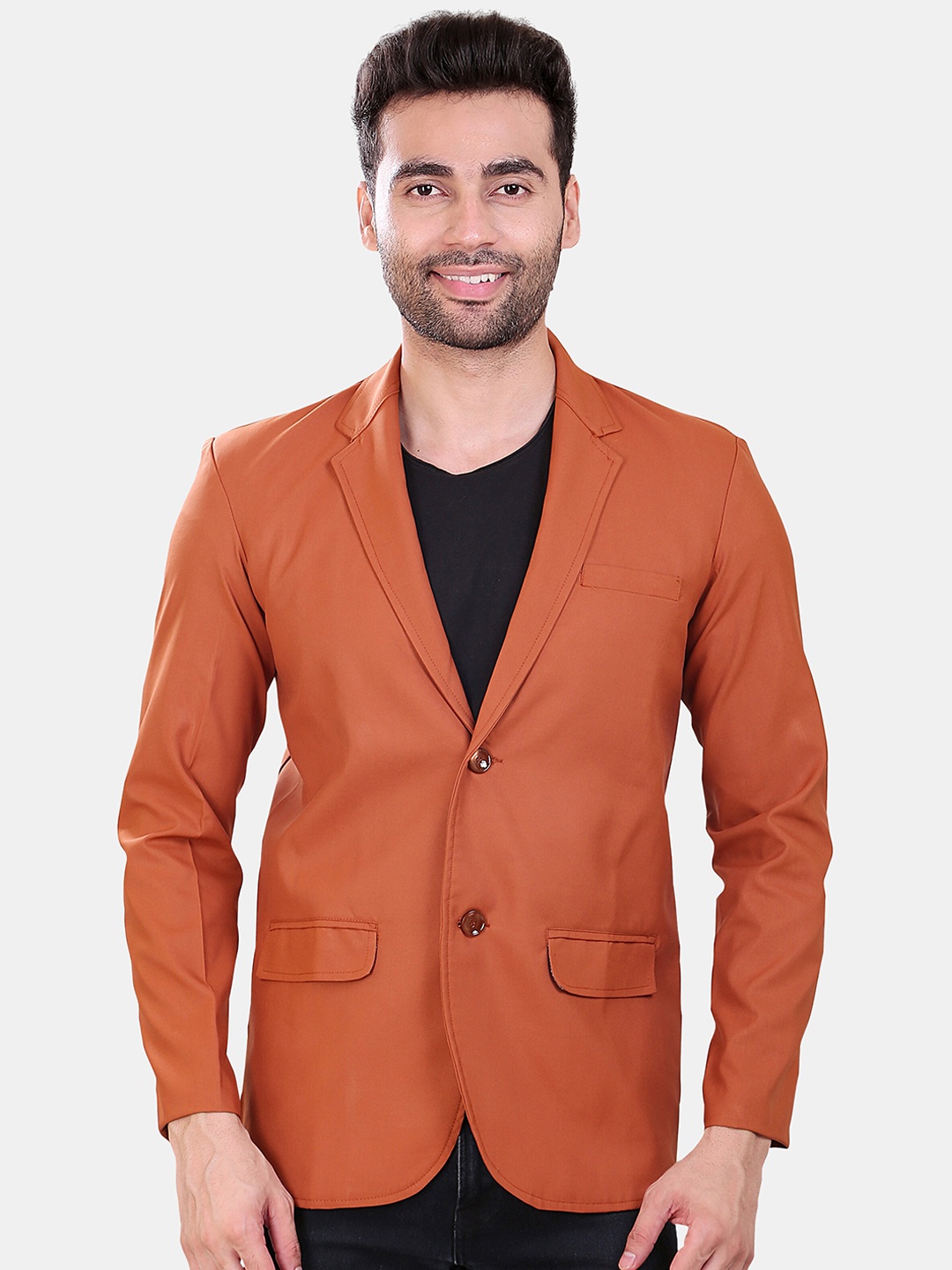 

Avaeta Notched Lapel Single-Breasted Blazer, Rust
