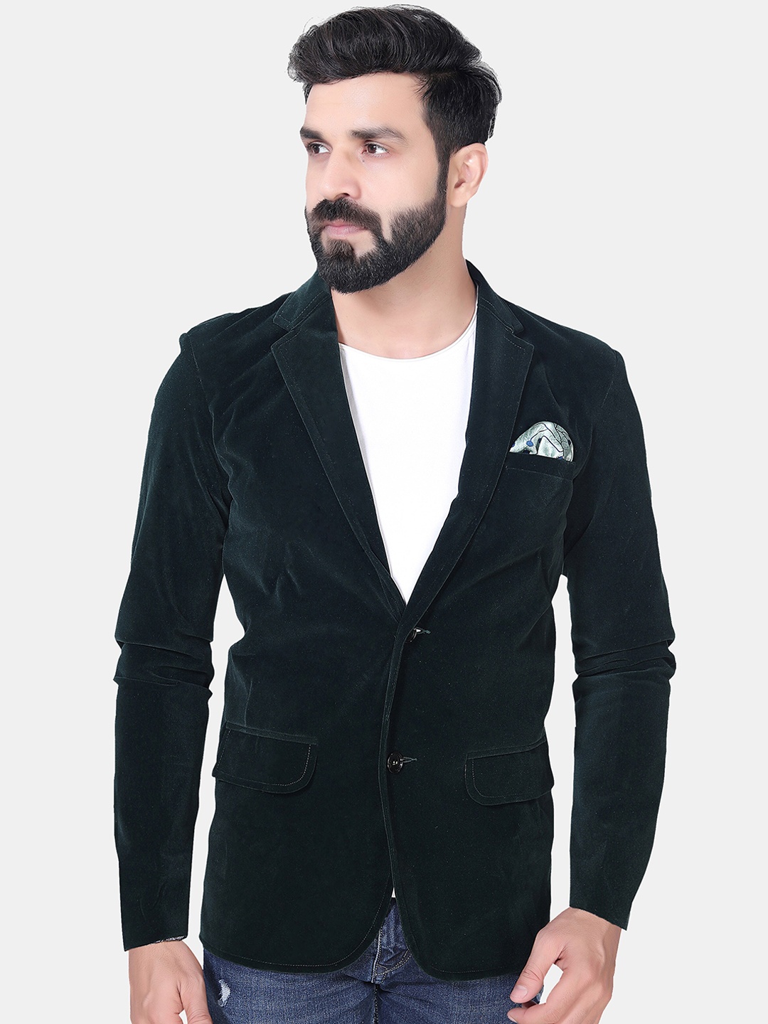 

Avaeta Notched Lapel Double-Breasted Blazer, Green