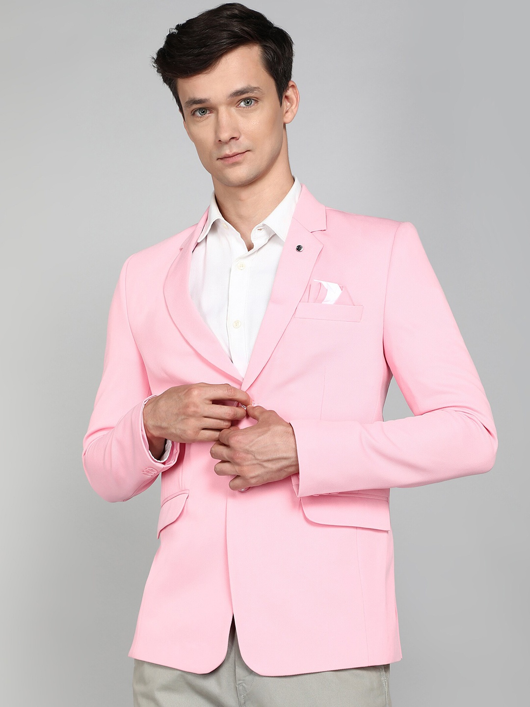 

Avaeta Notched Lapel Single-Breasted Blazer, Pink