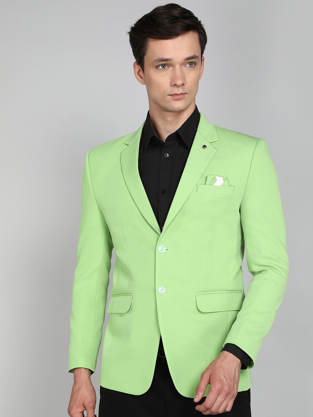 

Avaeta Notched Lapel Double-Breasted Blazer, Green