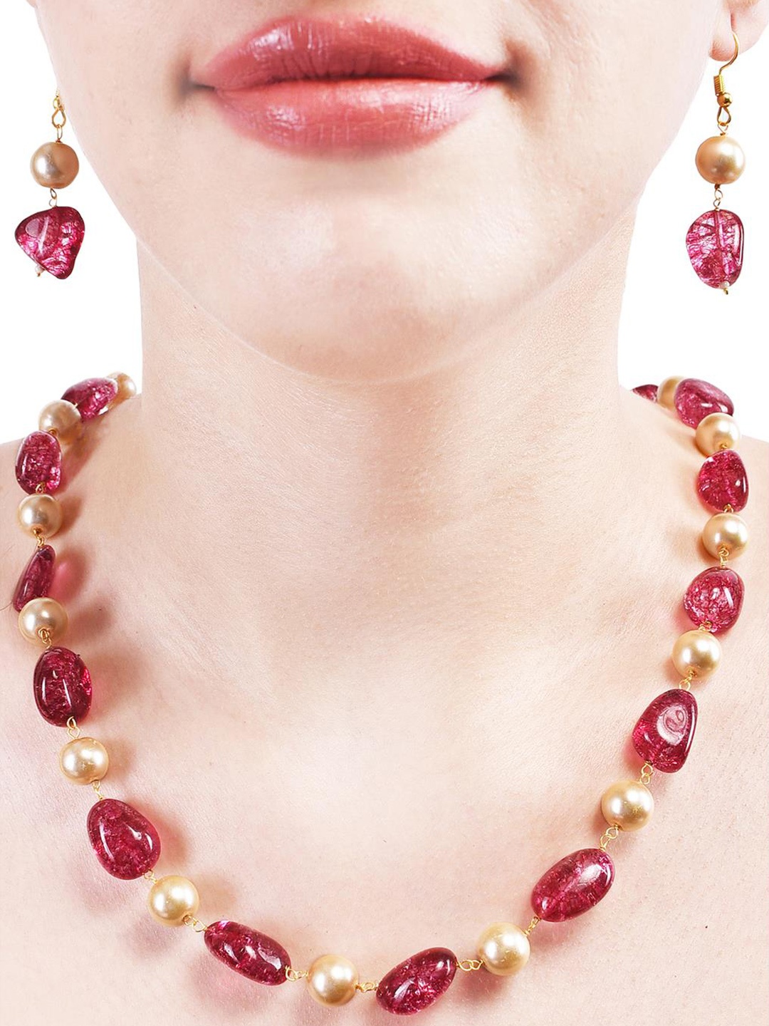 

RATNAVALI JEWELS Gold-Plated & Beaded Jewellery Set
