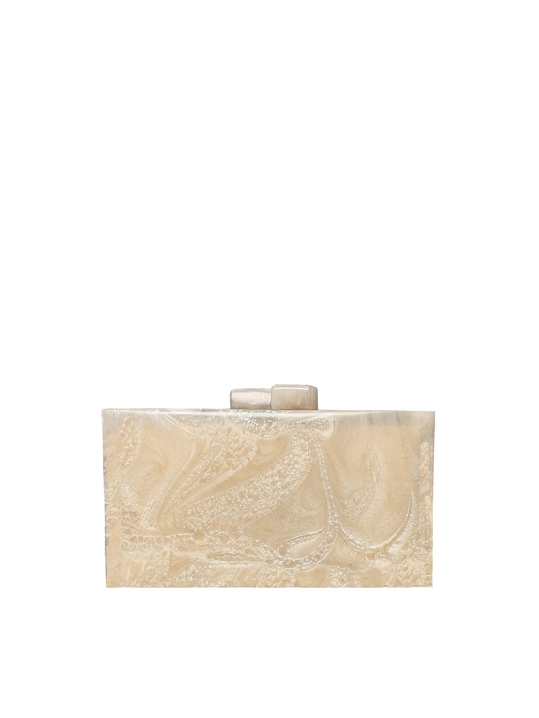 

FRINGES Striped Box Clutch, Cream