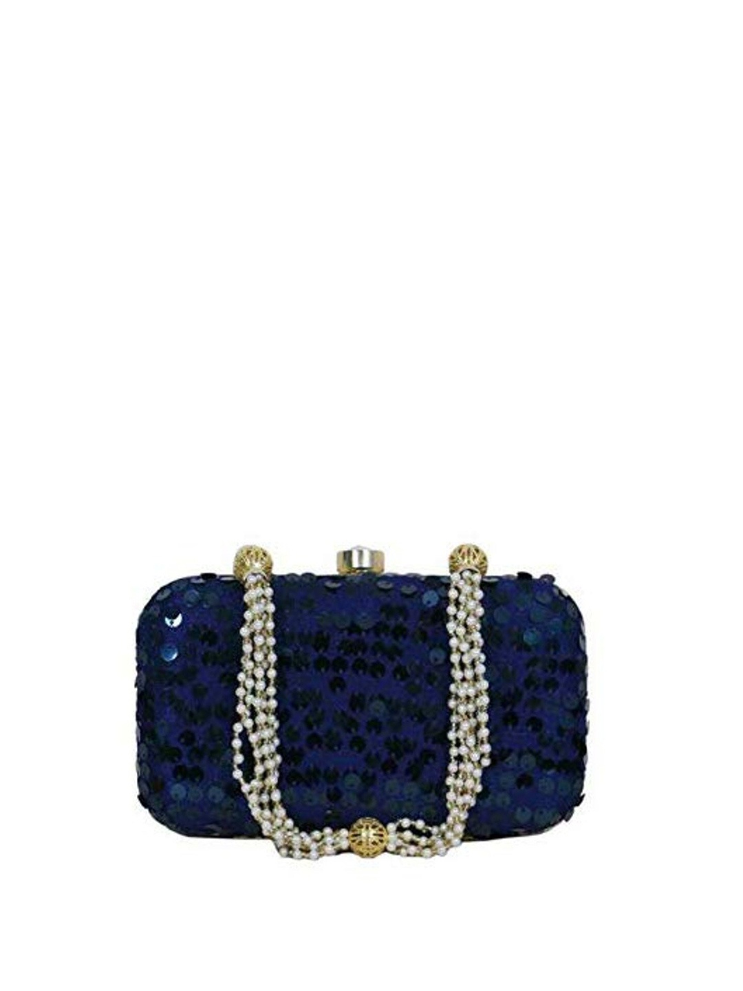 

FRINGES Sequinned Embellished Box Clutch, Navy blue