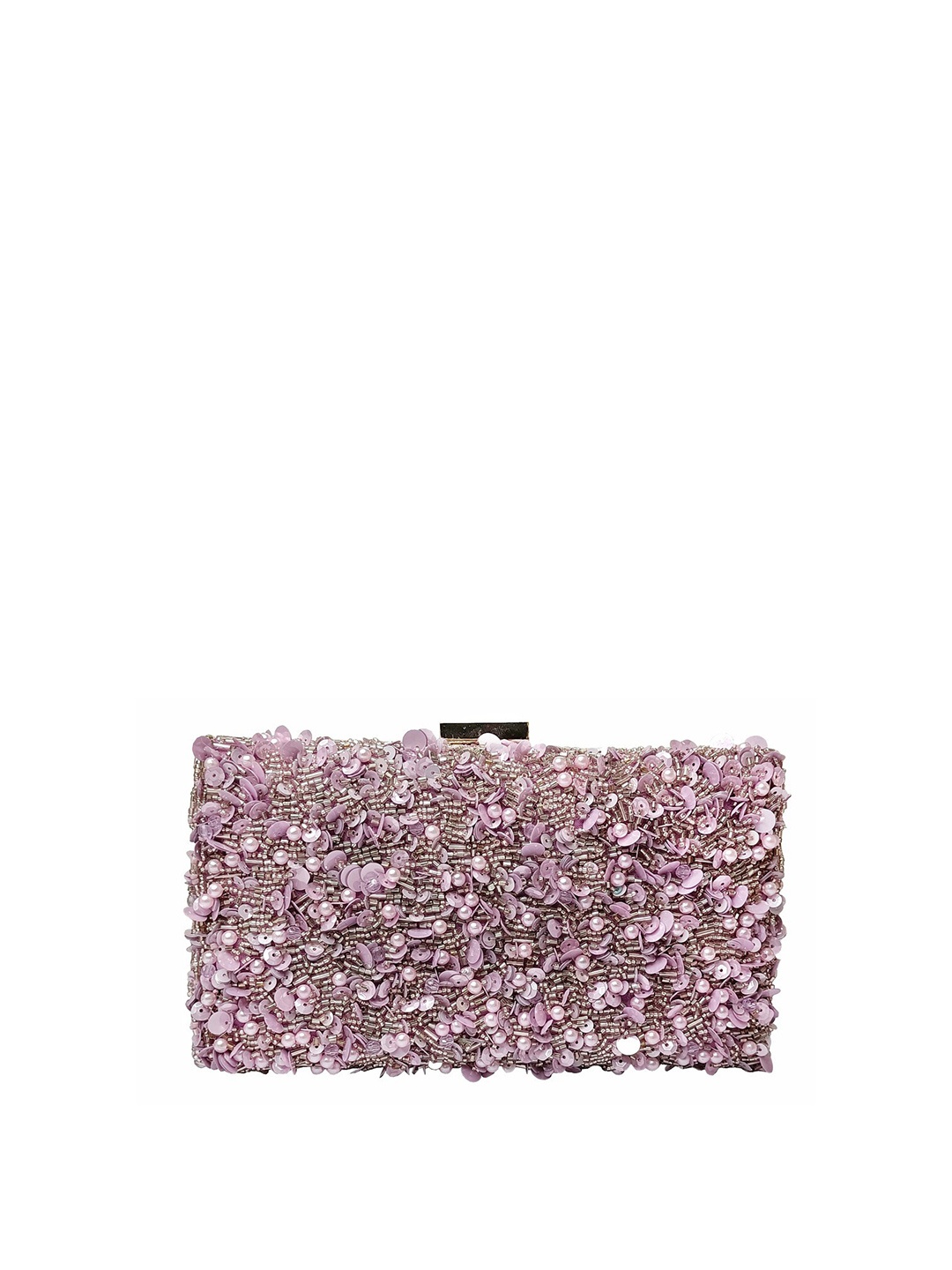 

FRINGES Embellished Box Clutch, Purple