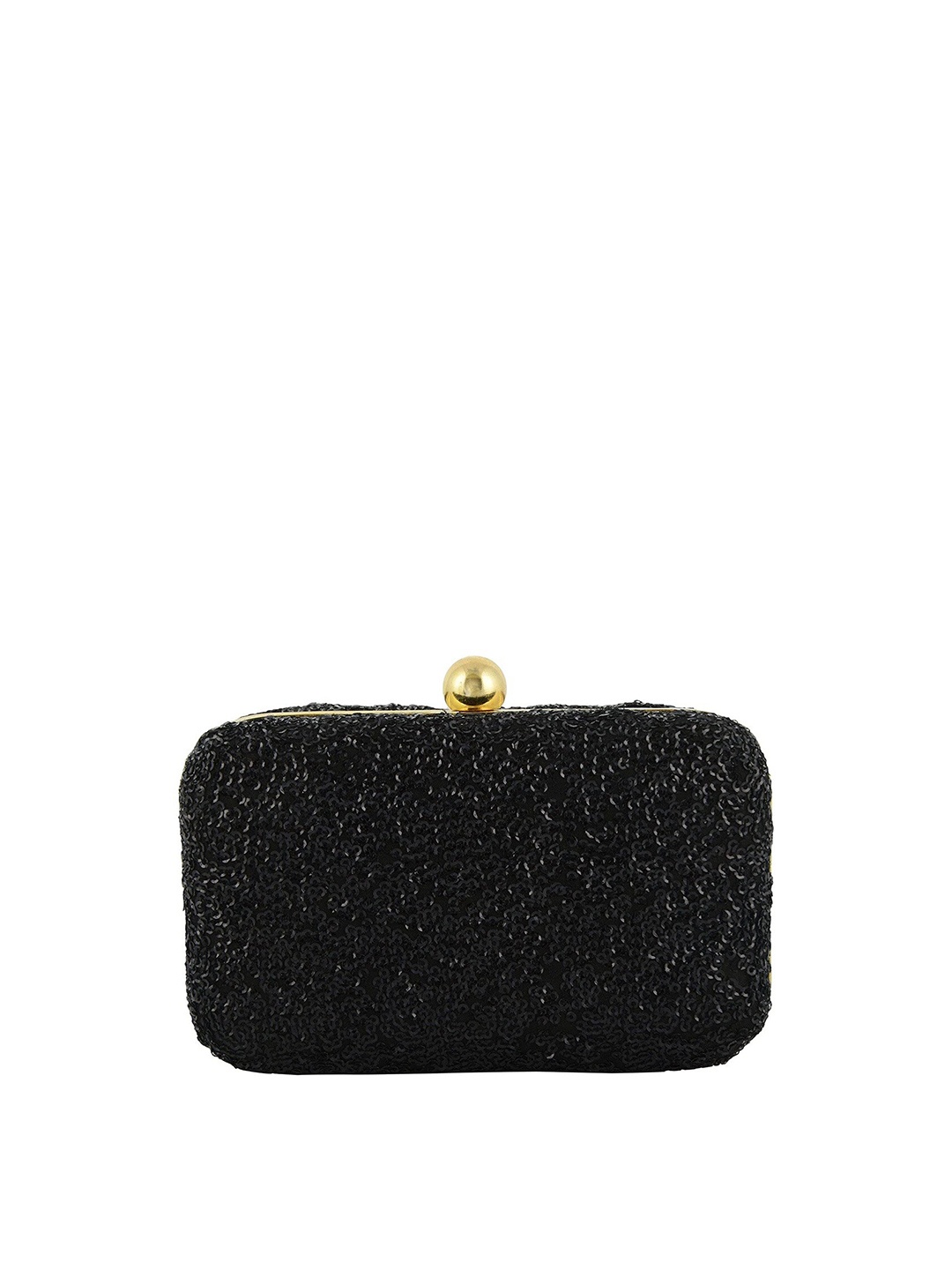 

FRINGES Sequin Embellished Box Clutch, Black