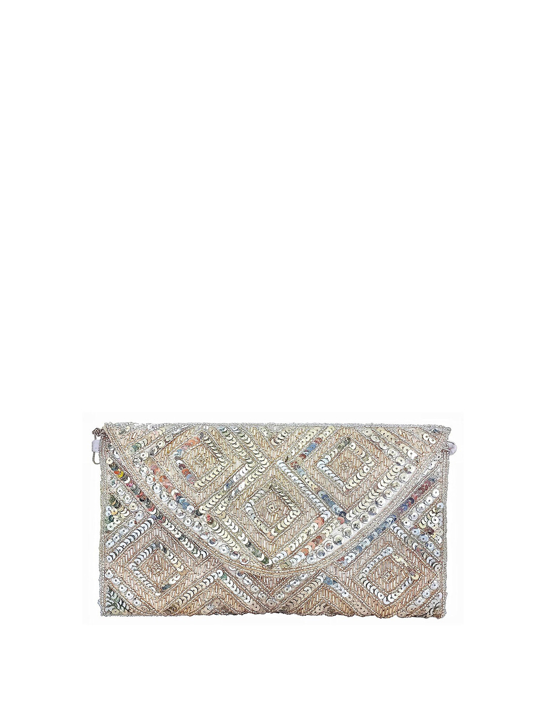 

FRINGES Sequin Embellished Envelope Clutch, Silver