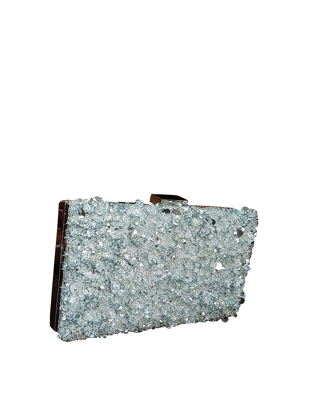 

FRINGES Embellished Box Clutch, Silver