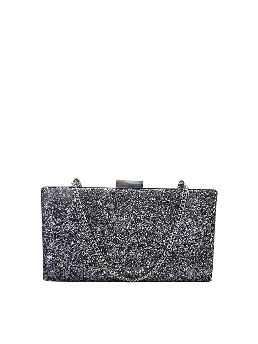 

FRINGES Embellished Box Clutch, Grey