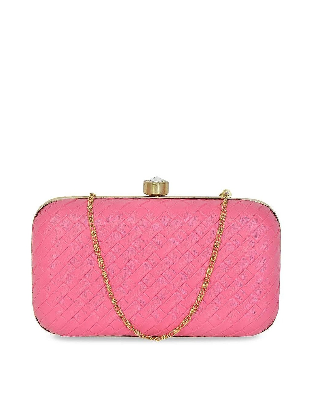 

FRINGES Textured Box Clutch, Pink