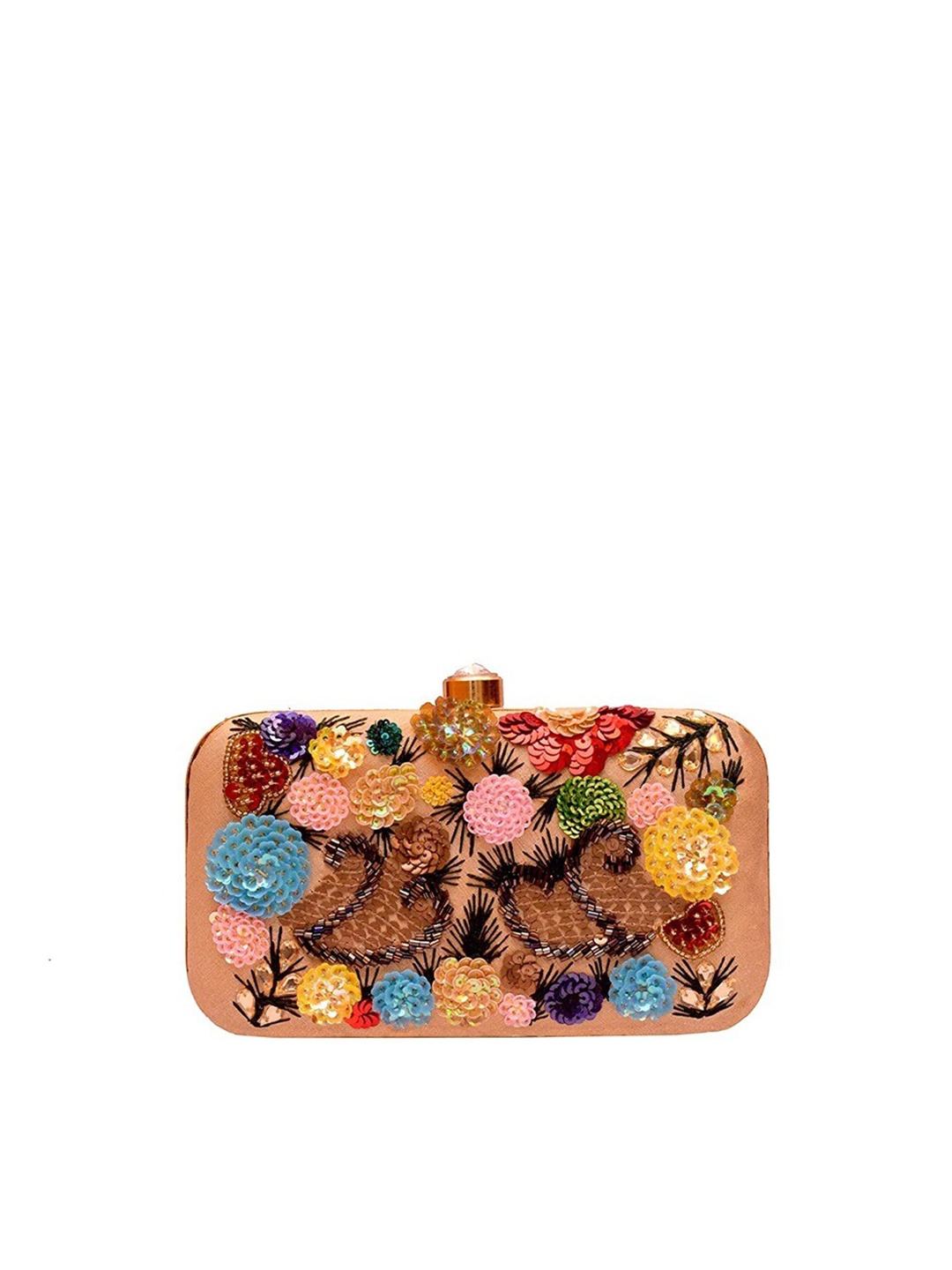 

FRINGES Embellished Box Clutch, Gold