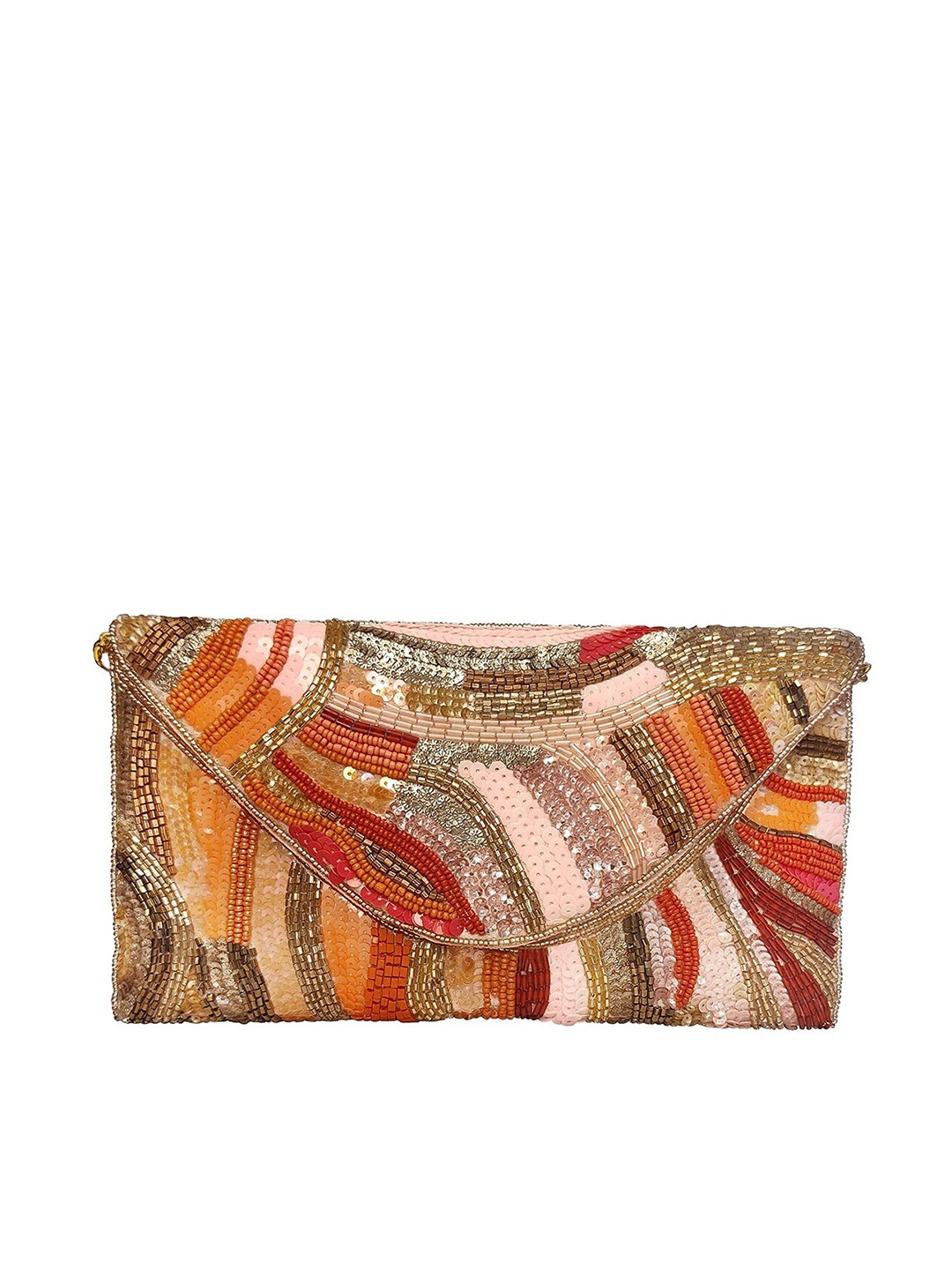 

FRINGES Embellished Envelope Clutch, Pink