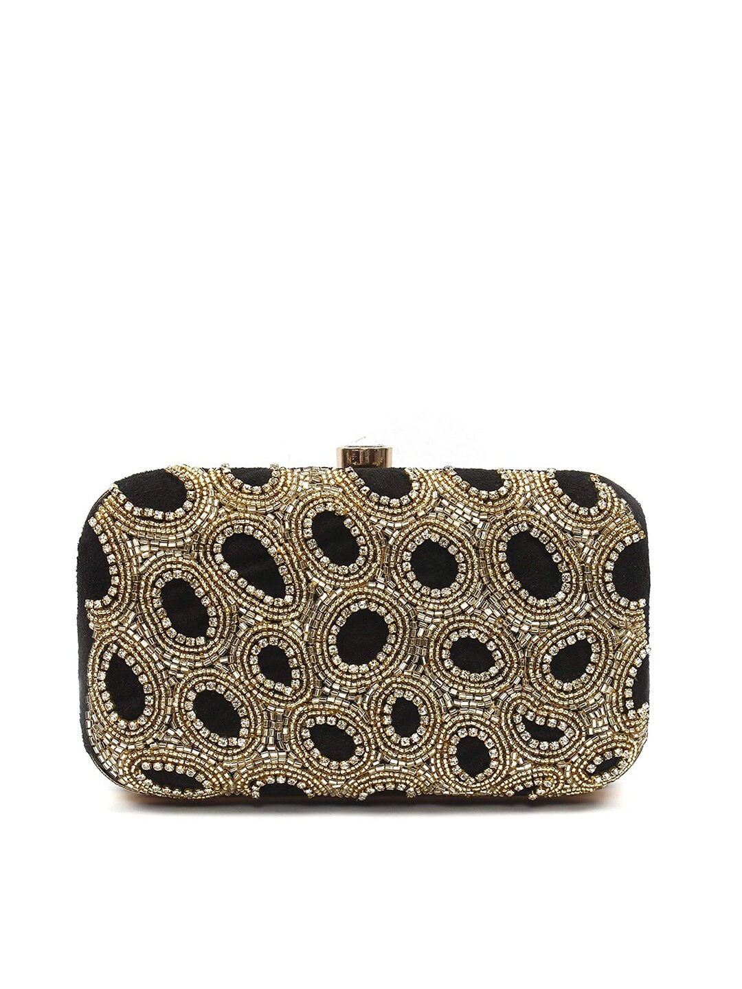 

FRINGES Embellished Box Clutch, Black