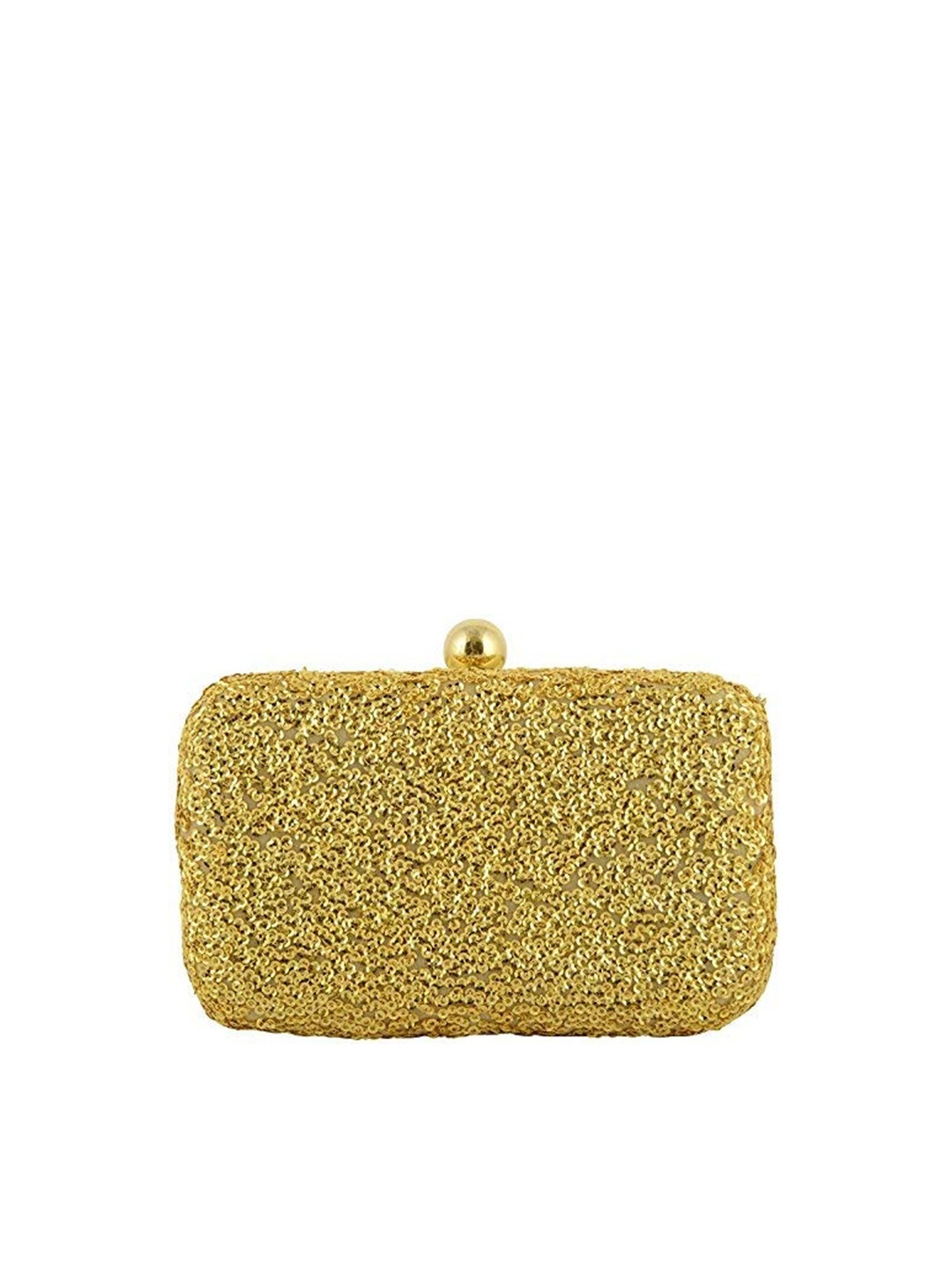 

FRINGES Embellished Box Clutch With Shoulder Strap, Gold